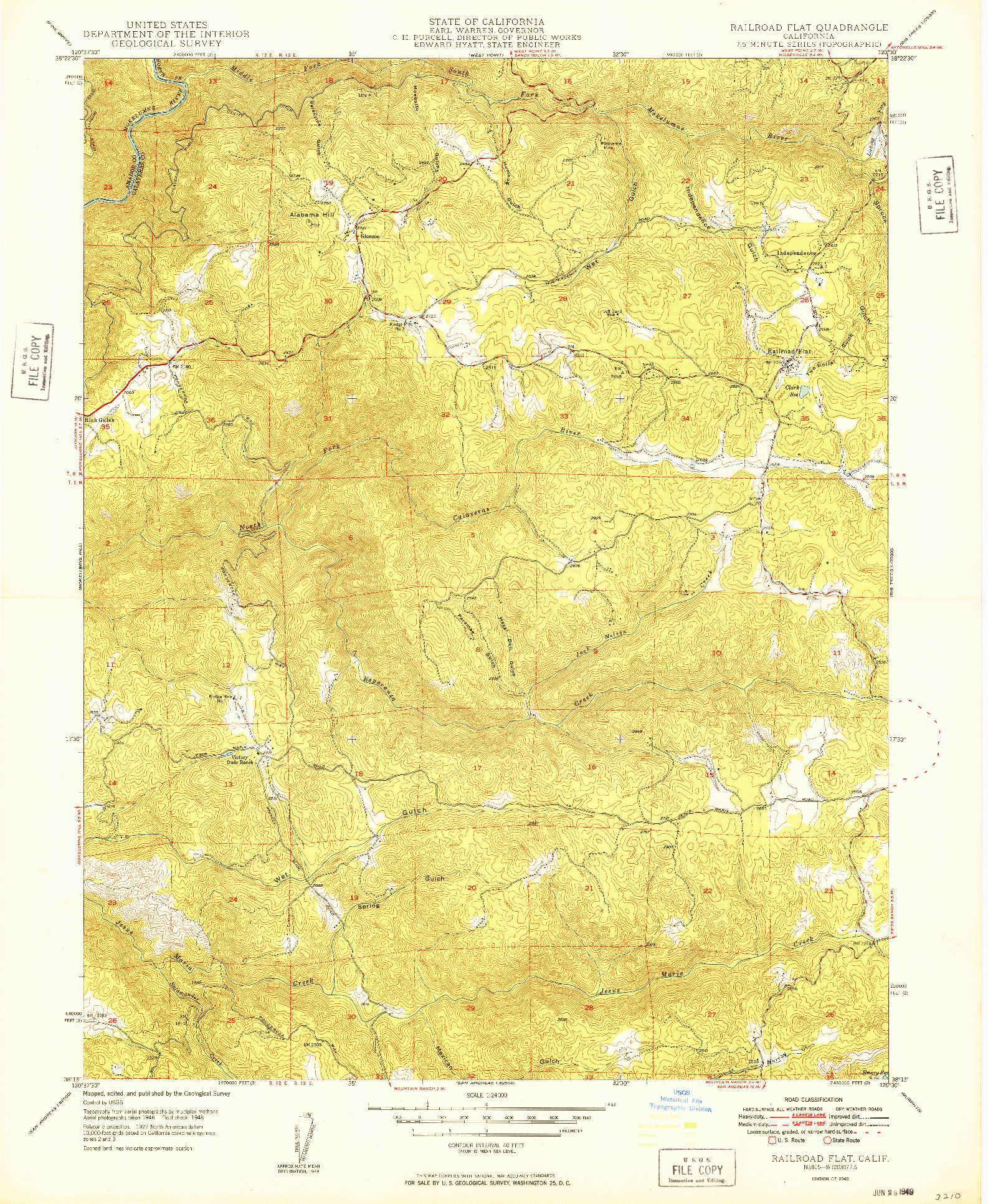 USGS 1:24000-SCALE QUADRANGLE FOR RAILROAD FLAT, CA 1949