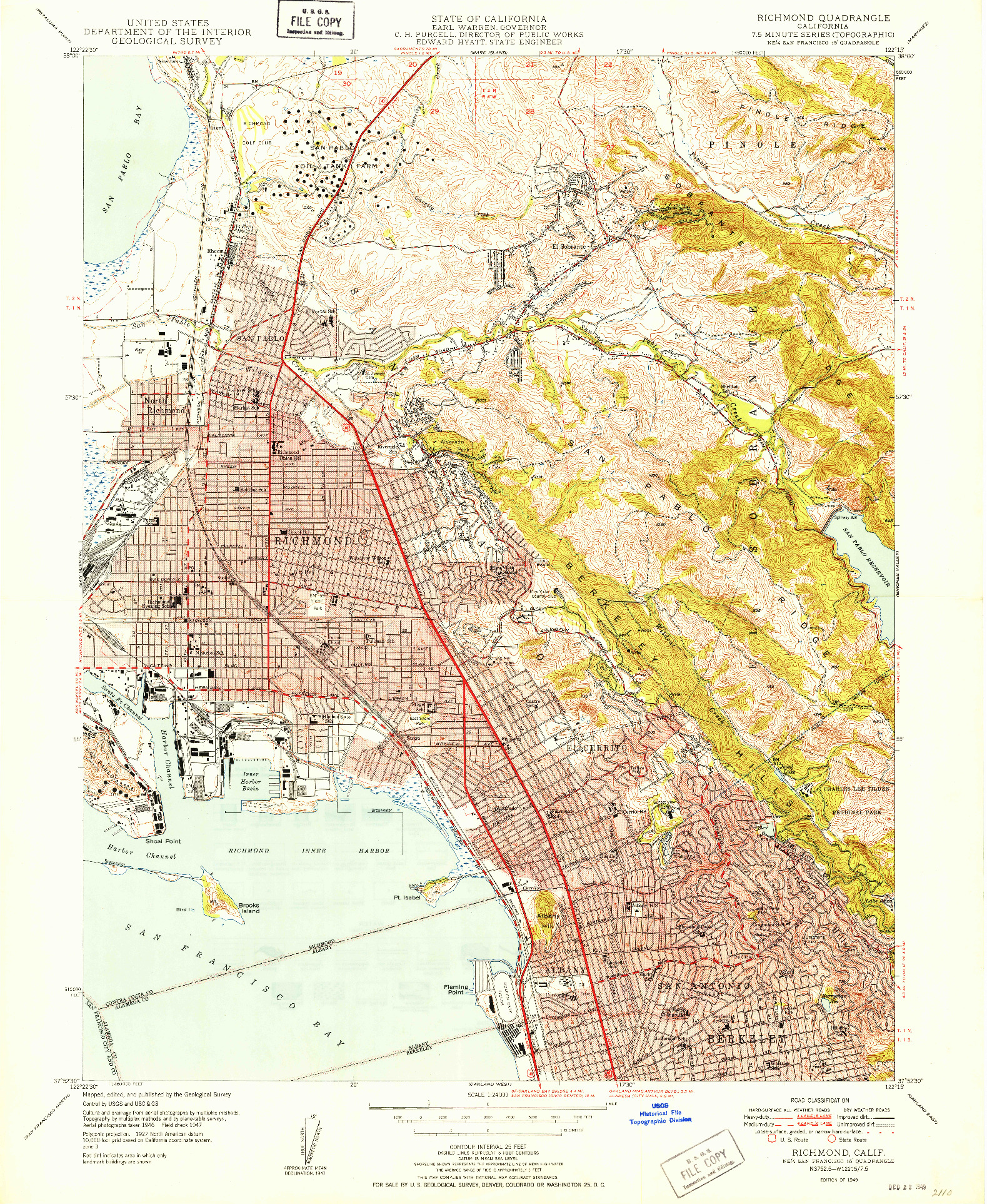 USGS 1:24000-SCALE QUADRANGLE FOR RICHMOND, CA 1949