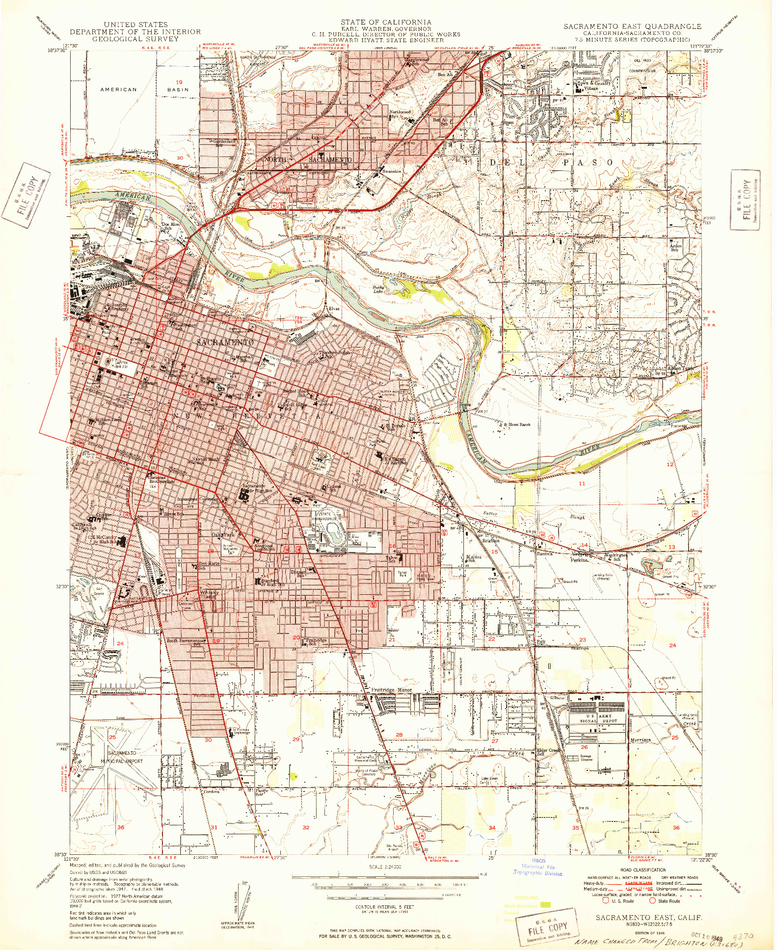 USGS 1:24000-SCALE QUADRANGLE FOR SACRAMENTO EAST, CA 1949