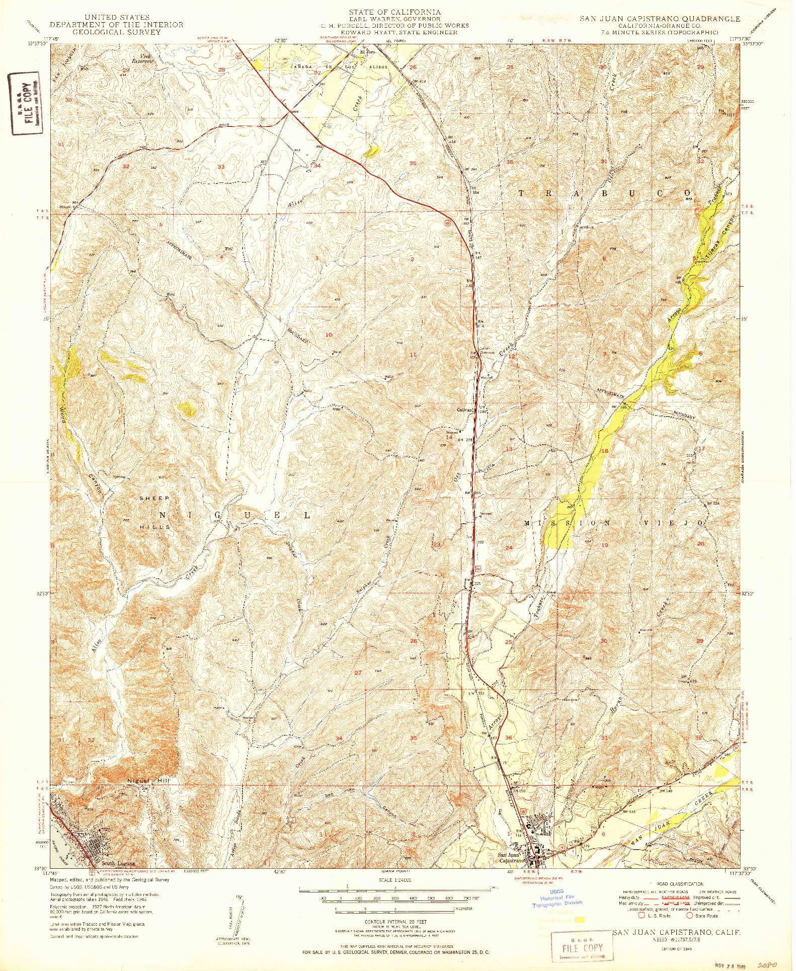 USGS 1:24000-SCALE QUADRANGLE FOR SAN JUAN CAPISTRANO, CA 1949