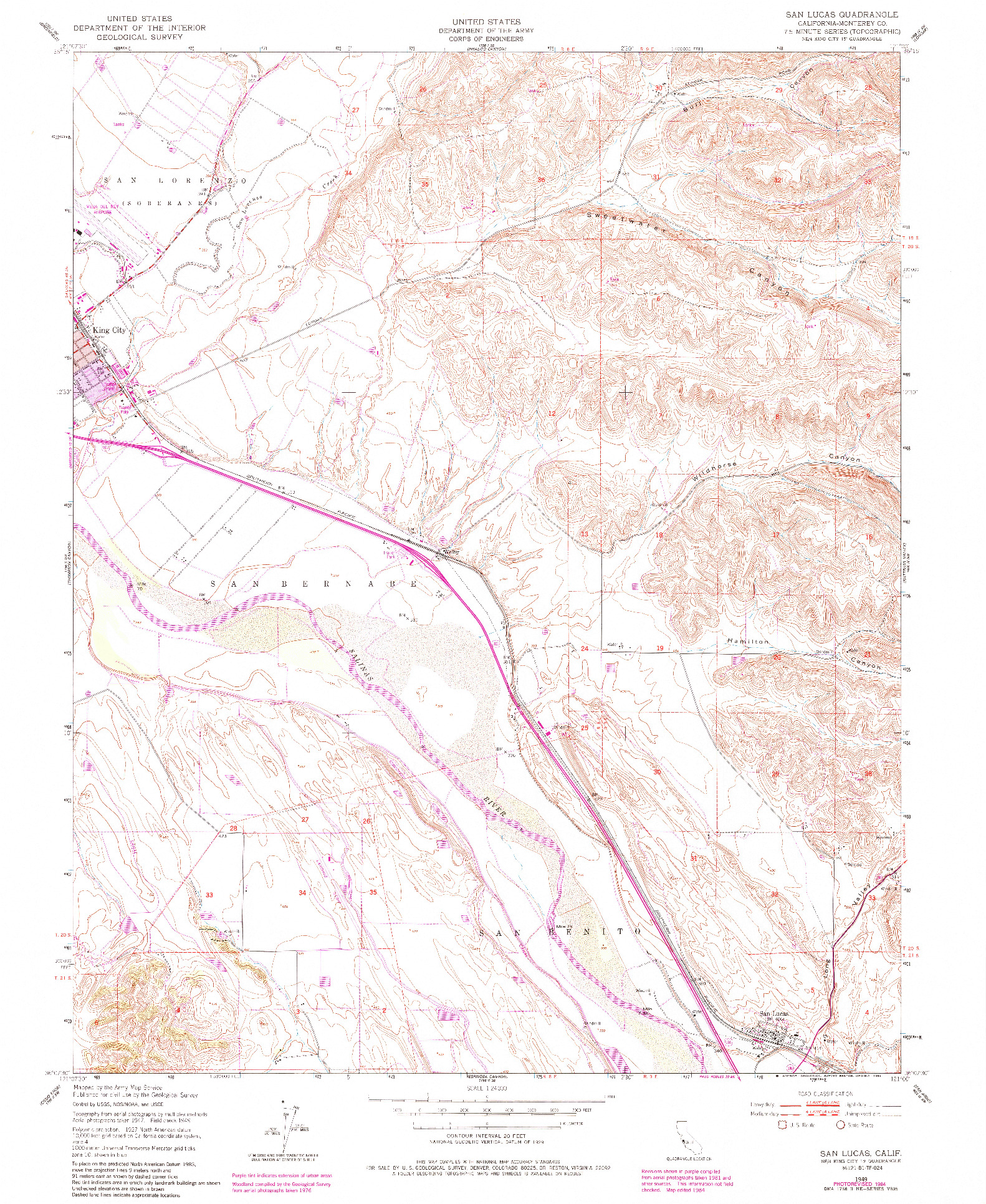 USGS 1:24000-SCALE QUADRANGLE FOR SAN LUCAS, CA 1949