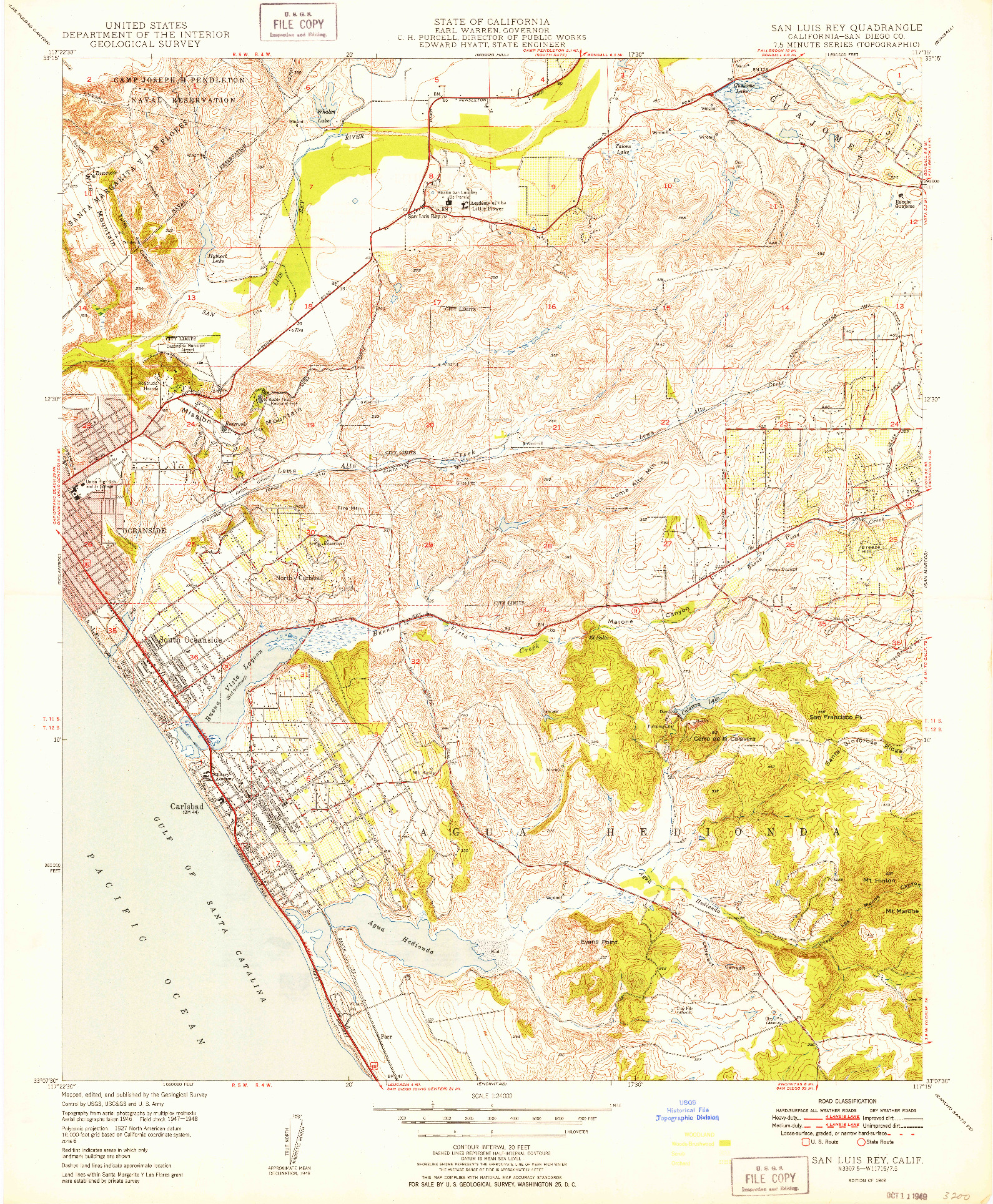 USGS 1:24000-SCALE QUADRANGLE FOR SAN LUIS REY, CA 1949