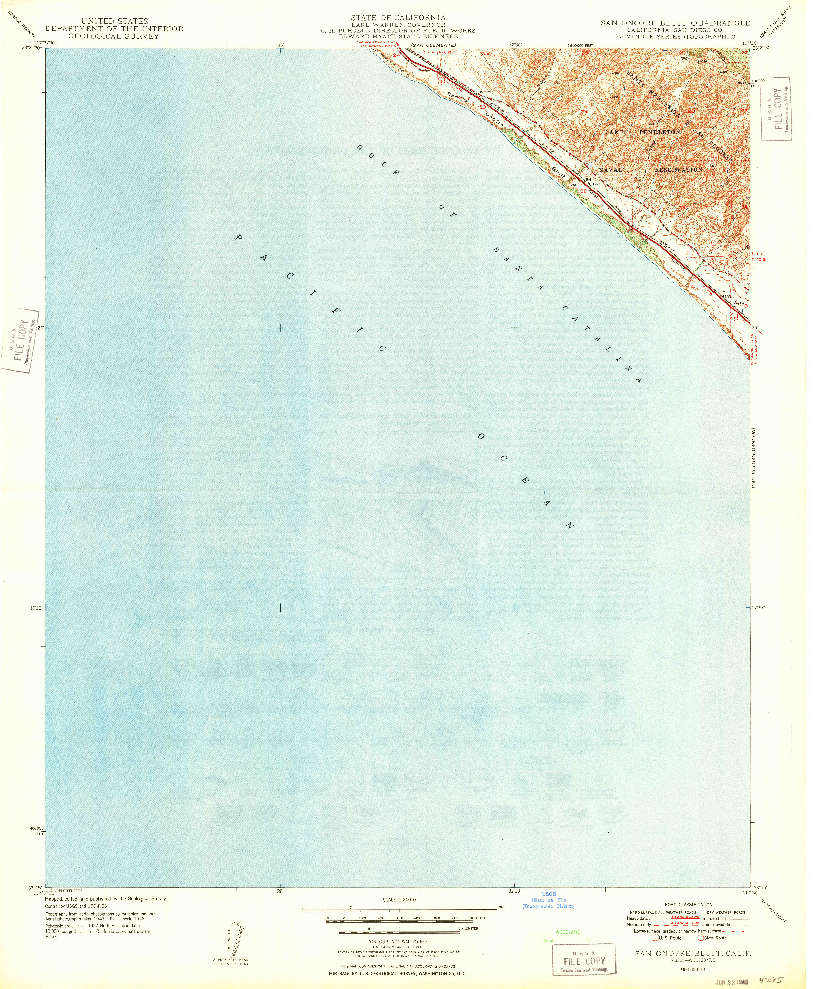 USGS 1:24000-SCALE QUADRANGLE FOR SAN ONOFRE BLUFF, CA 1949