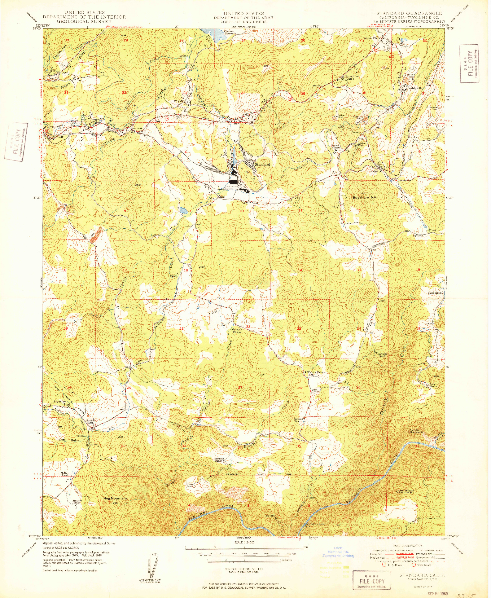 USGS 1:24000-SCALE QUADRANGLE FOR STANDARD, CA 1949