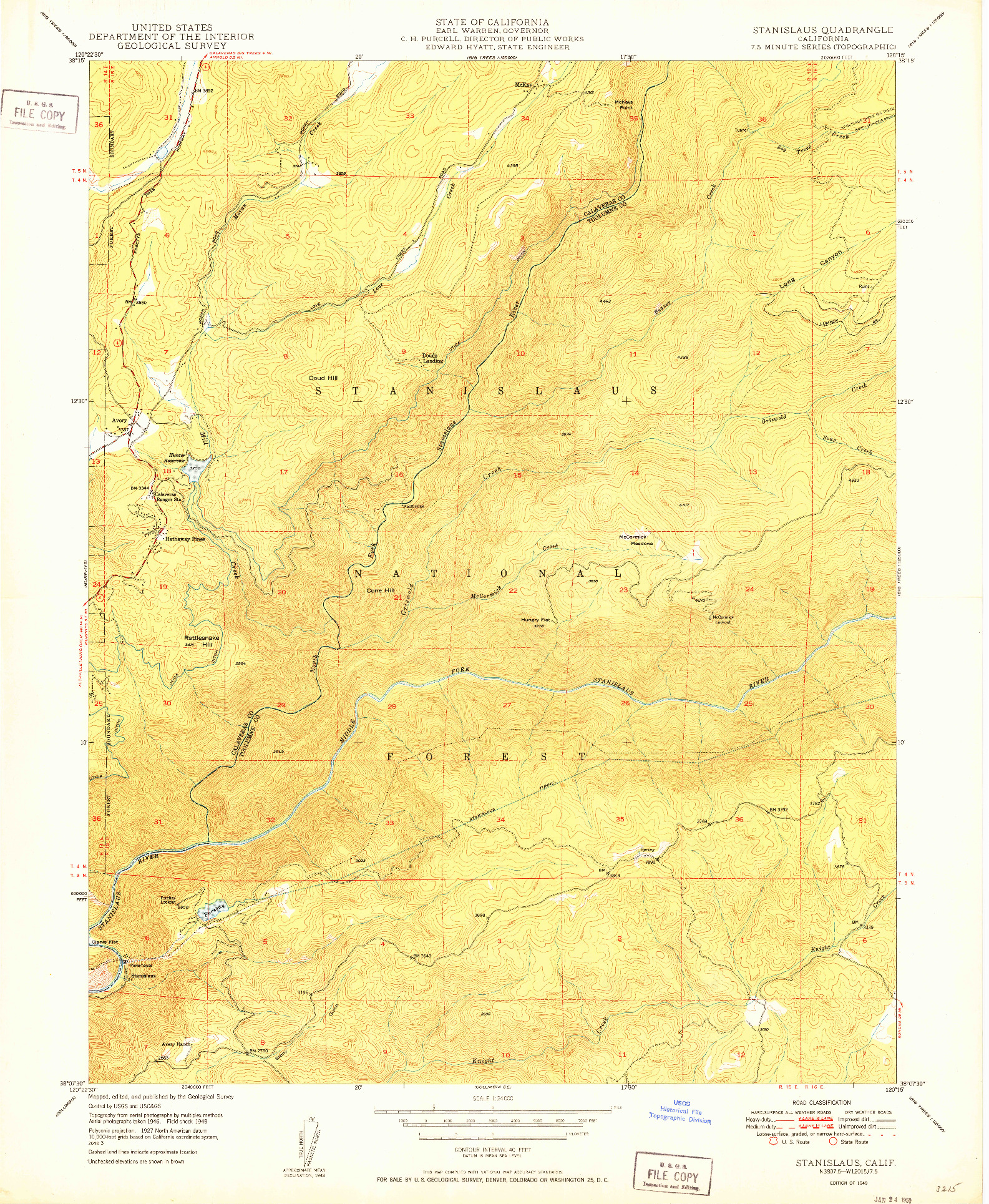 USGS 1:24000-SCALE QUADRANGLE FOR STANISLAUS, CA 1949