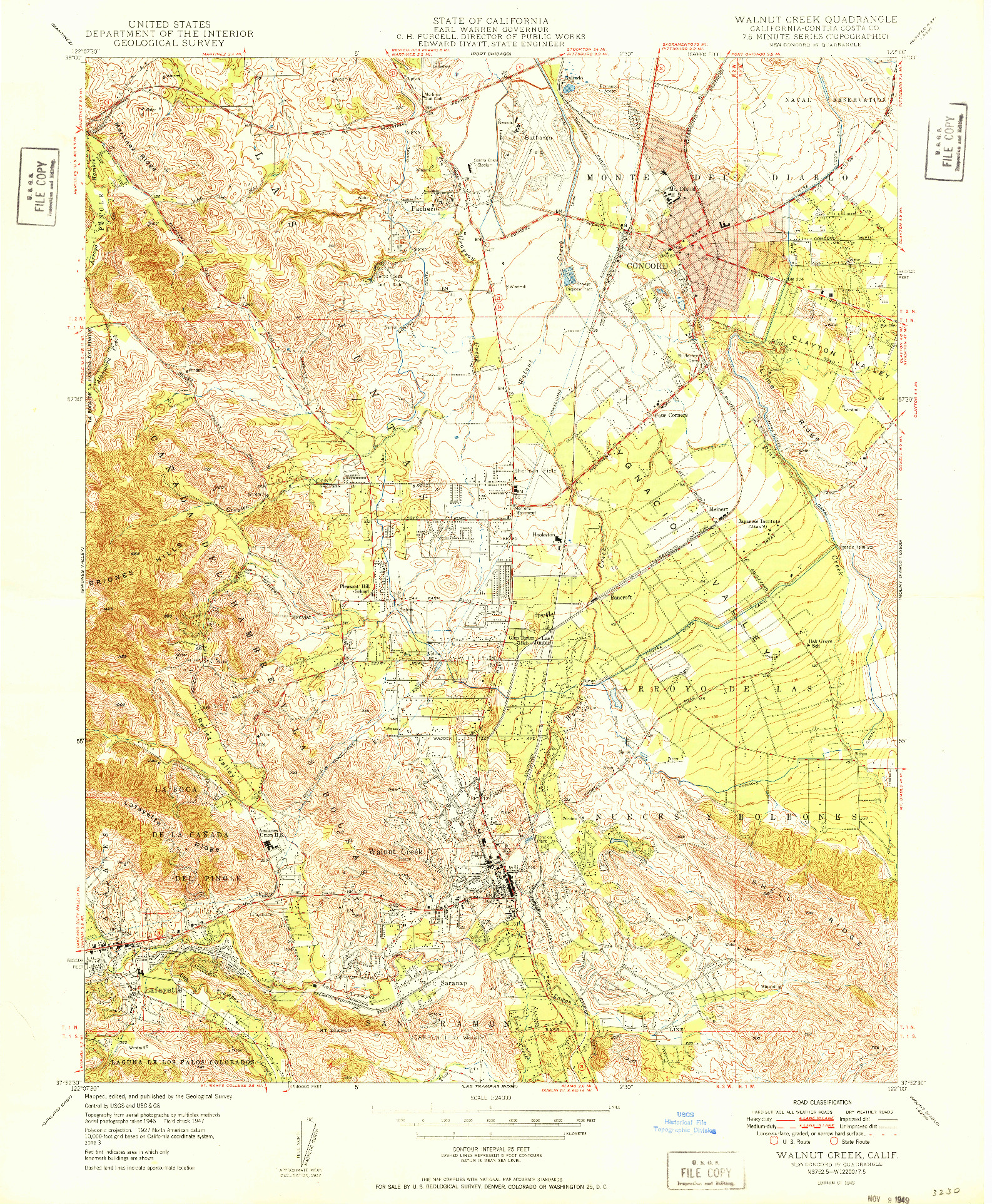 USGS 1:24000-SCALE QUADRANGLE FOR WALNUT CREEK, CA 1949