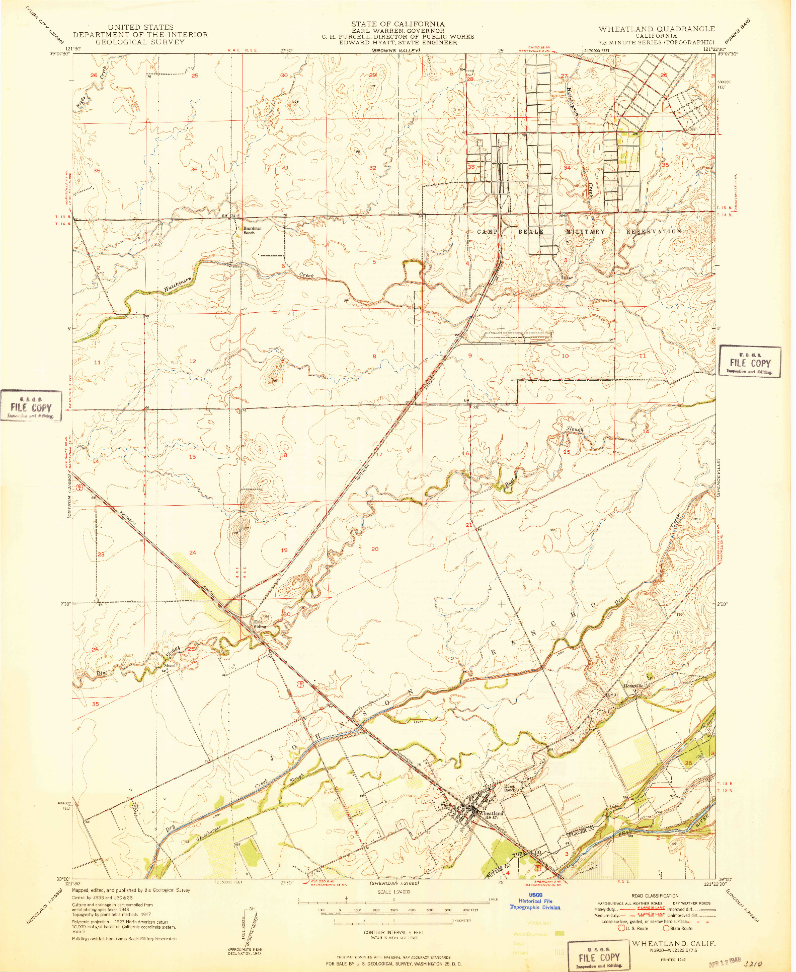USGS 1:24000-SCALE QUADRANGLE FOR WHEATLAND, CA 1949
