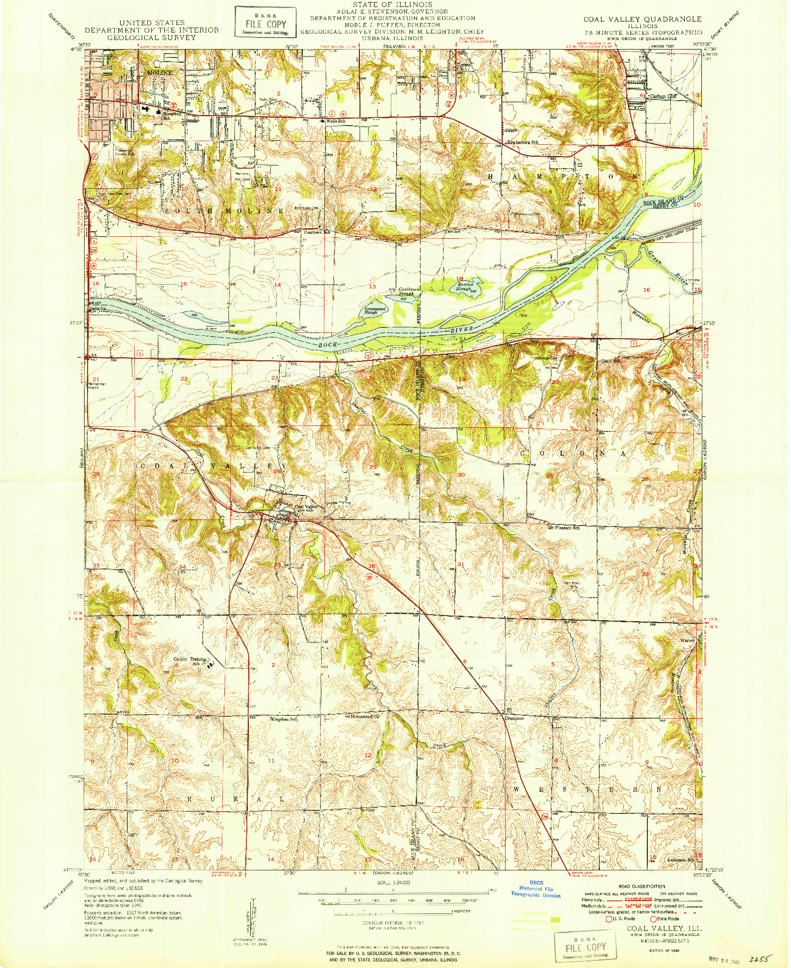 USGS 1:24000-SCALE QUADRANGLE FOR COAL VALLEY, IL 1949