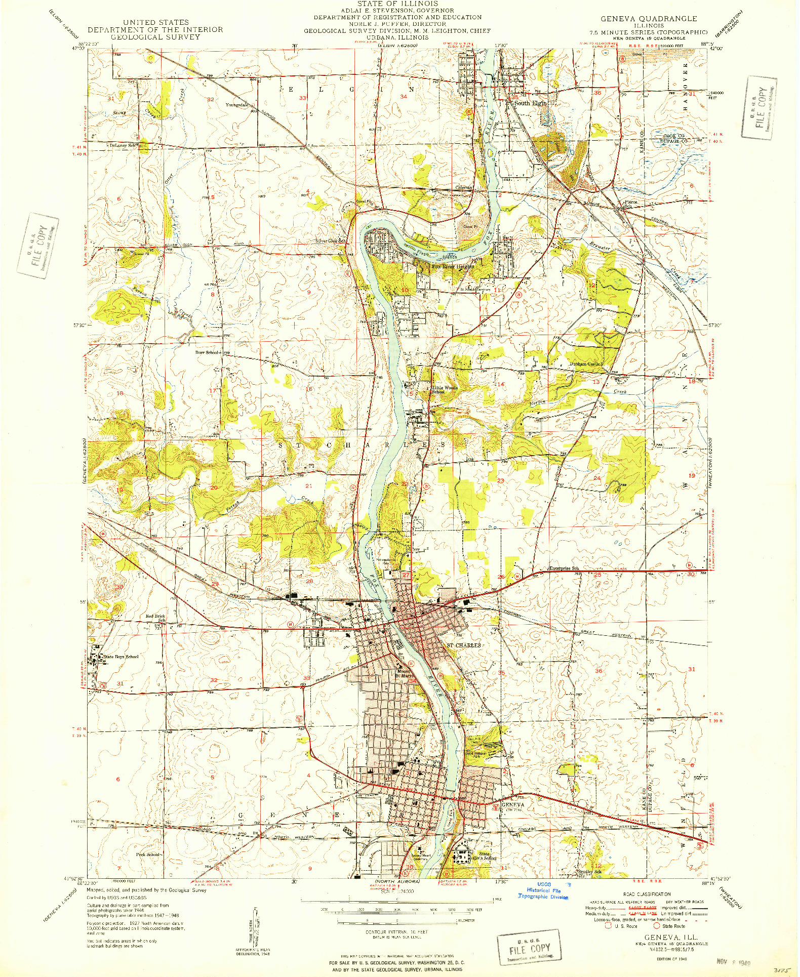 USGS 1:24000-SCALE QUADRANGLE FOR GENEVA, IL 1949
