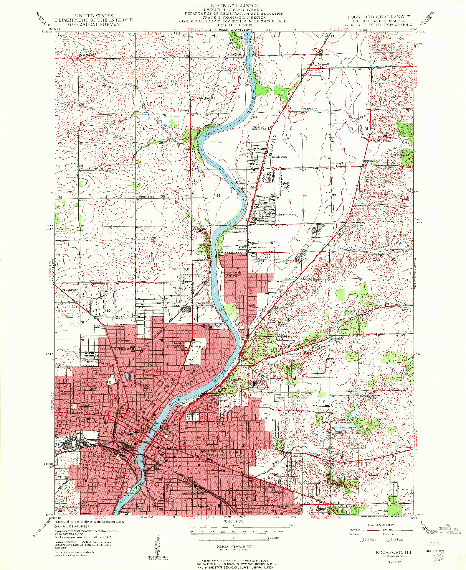 USGS 1:24000-SCALE QUADRANGLE FOR ROCKFORD, IL 1949