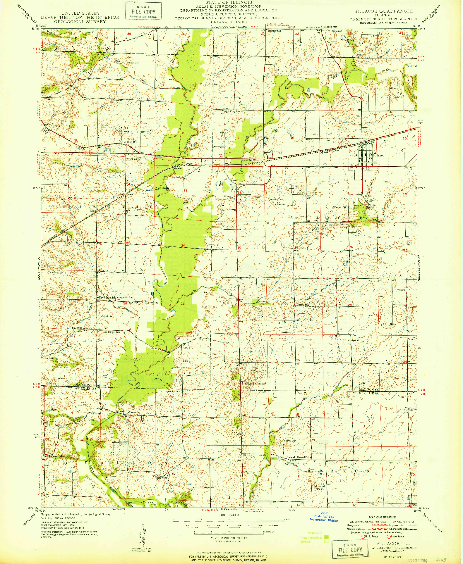 USGS 1:24000-SCALE QUADRANGLE FOR ST. JACOB, IL 1949