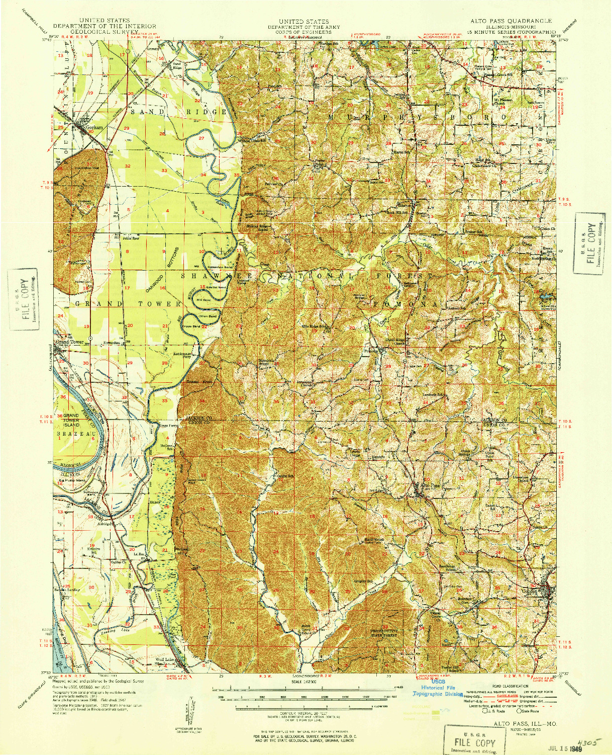 USGS 1:62500-SCALE QUADRANGLE FOR ALTO PASS, IL 1949