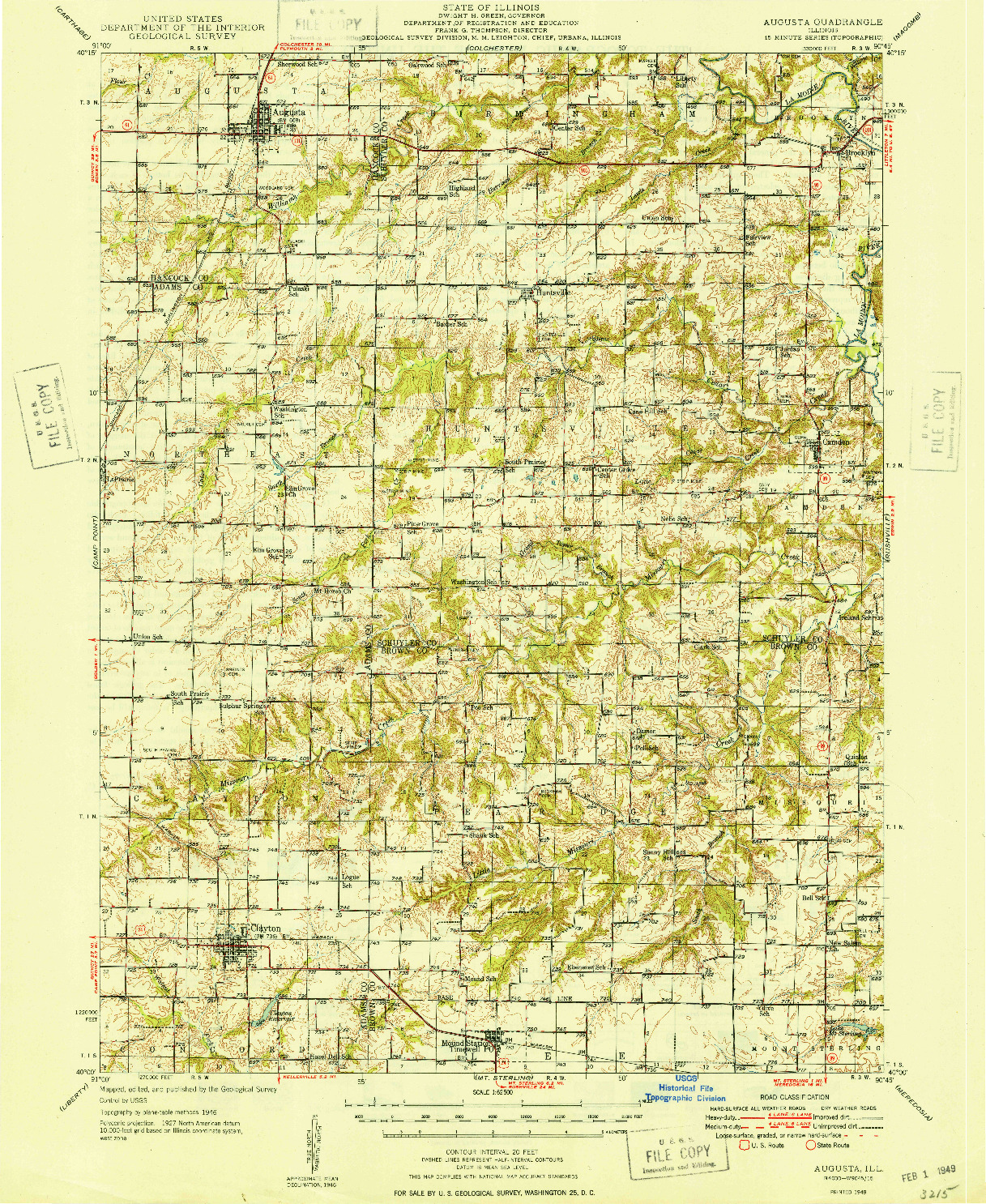 USGS 1:62500-SCALE QUADRANGLE FOR AUGUSTA, IL 1949