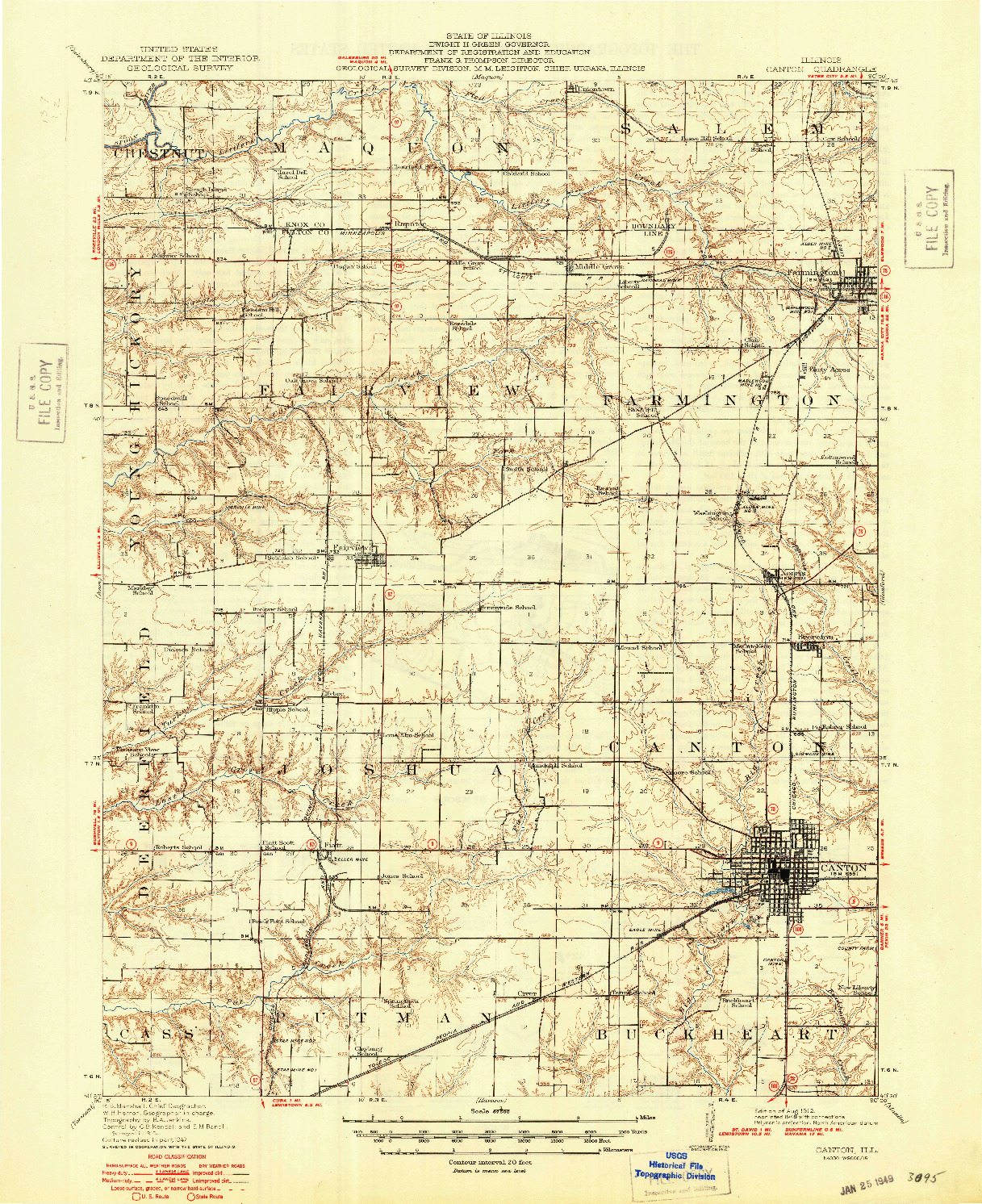 USGS 1:62500-SCALE QUADRANGLE FOR CANTON, IL 1912