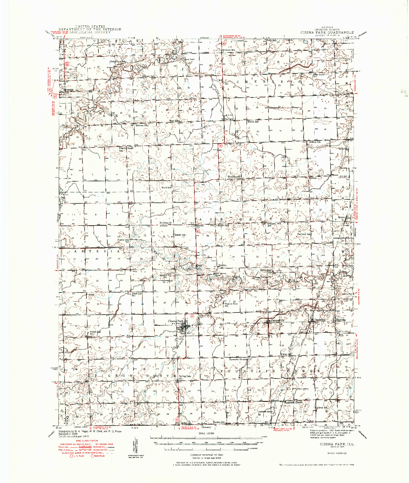 USGS 1:62500-SCALE QUADRANGLE FOR CISSNA PARK, IL 1949