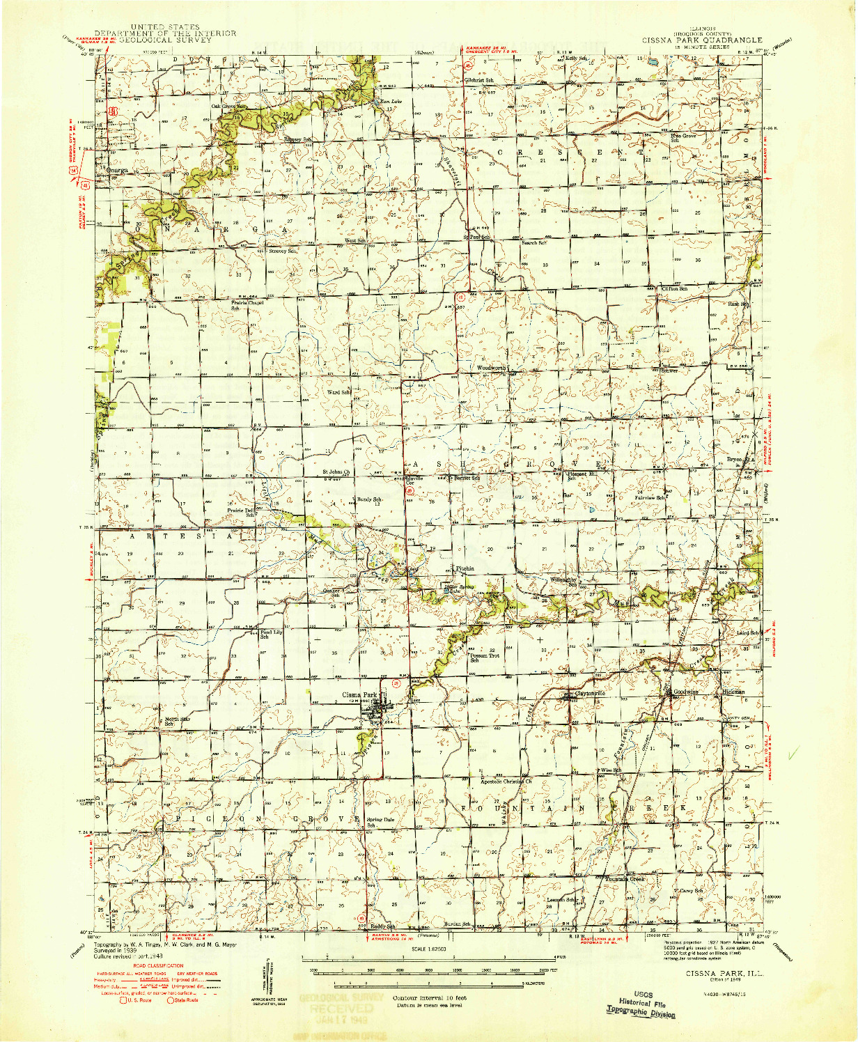USGS 1:62500-SCALE QUADRANGLE FOR CISSNA PARK, IL 1949