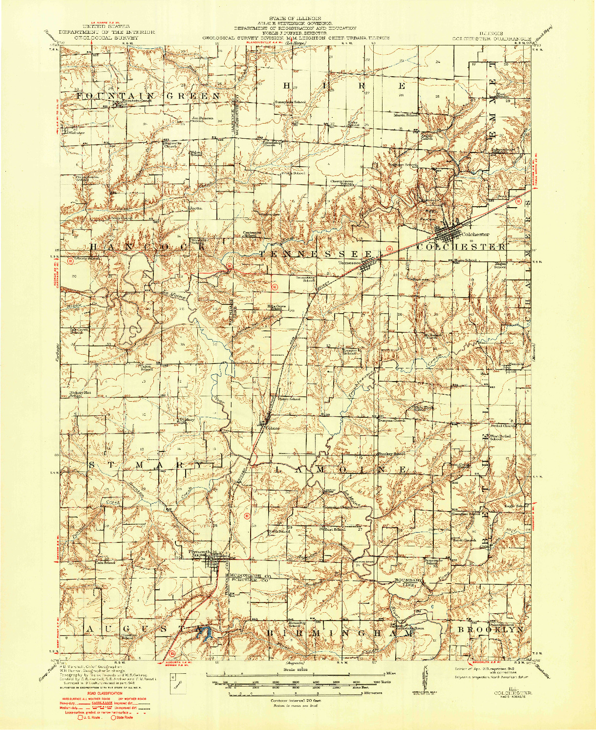 USGS 1:62500-SCALE QUADRANGLE FOR COLCHESTER, IL 1913