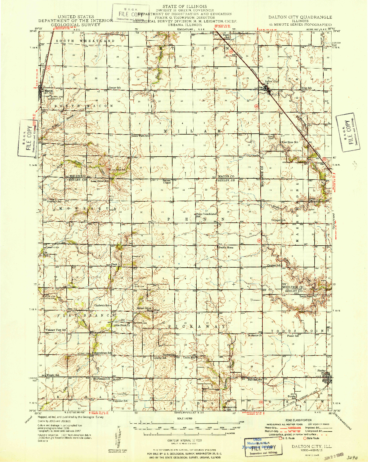 USGS 1:62500-SCALE QUADRANGLE FOR DALTON CITY, IL 1949