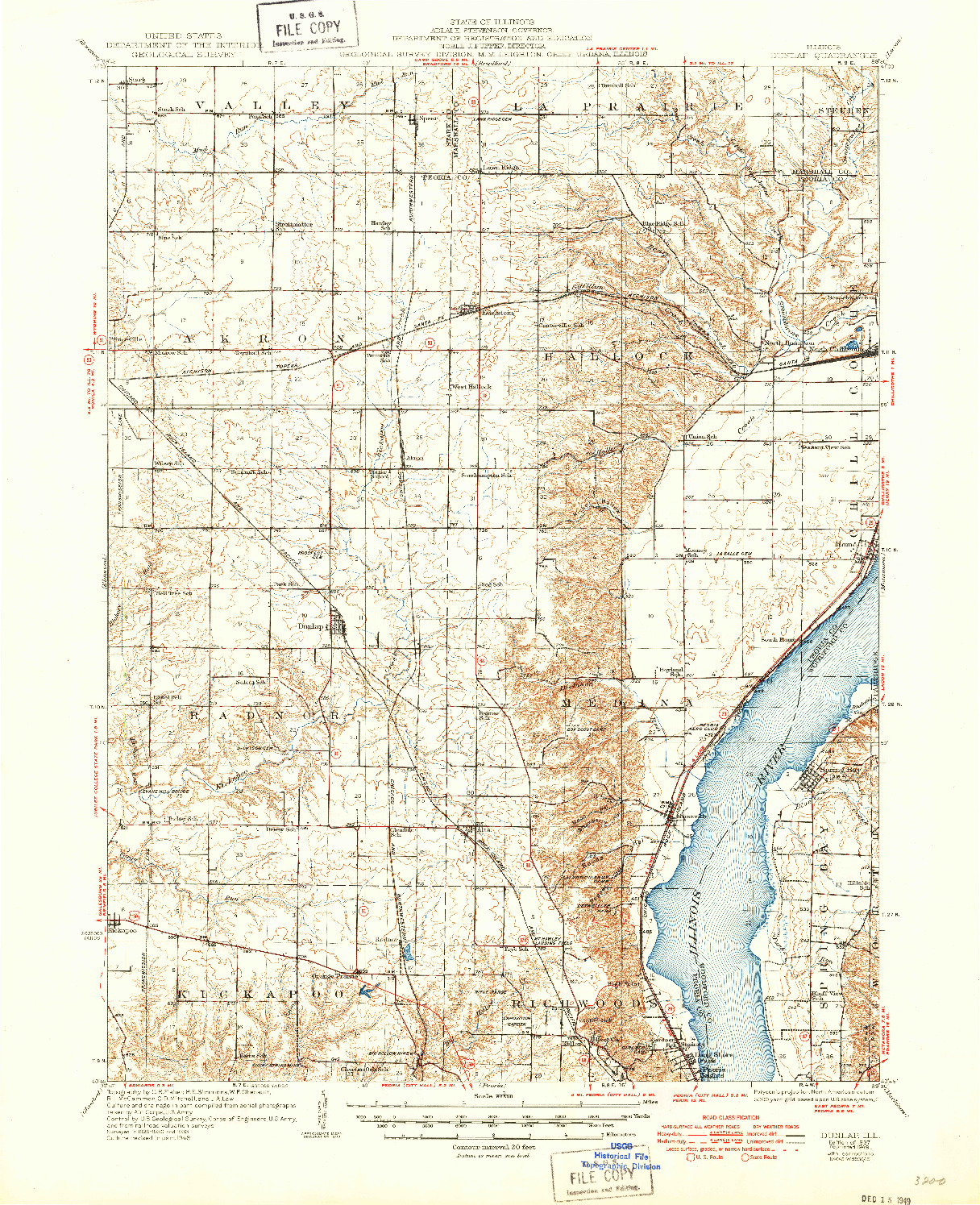 USGS 1:62500-SCALE QUADRANGLE FOR DUNLAP, IL 1937