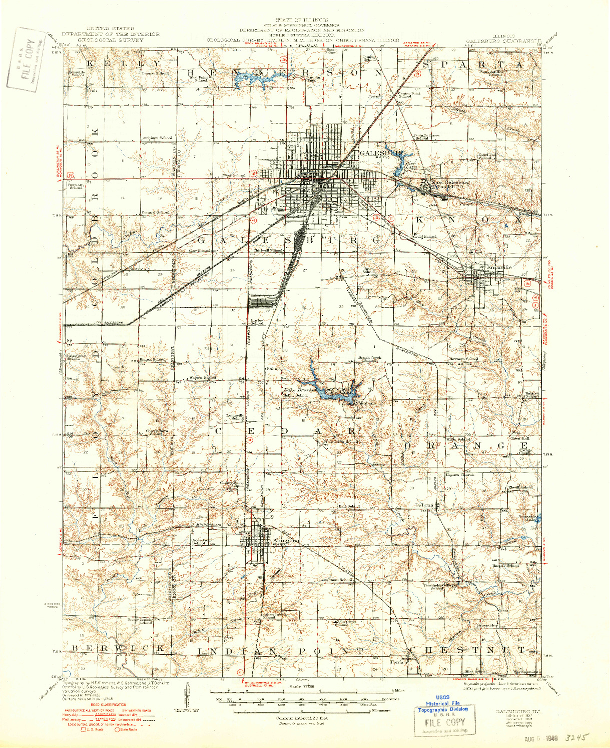 USGS 1:62500-SCALE QUADRANGLE FOR GALESBURG, IL 1927