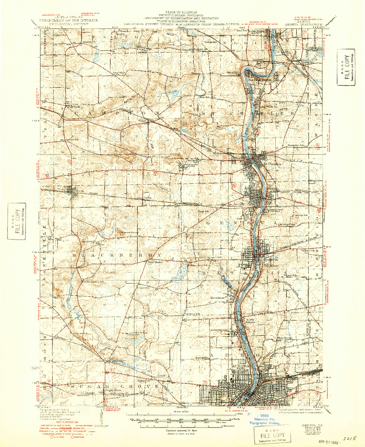 USGS 1:62500-SCALE QUADRANGLE FOR GENEVA, IL 1932