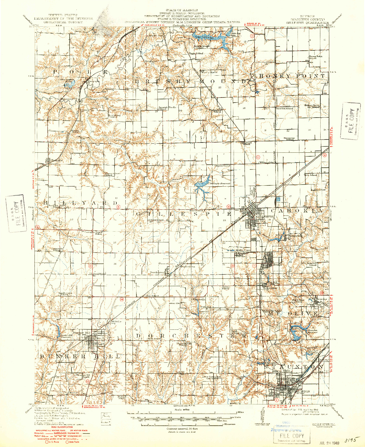 USGS 1:62500-SCALE QUADRANGLE FOR GILLESPIE, IL 1915