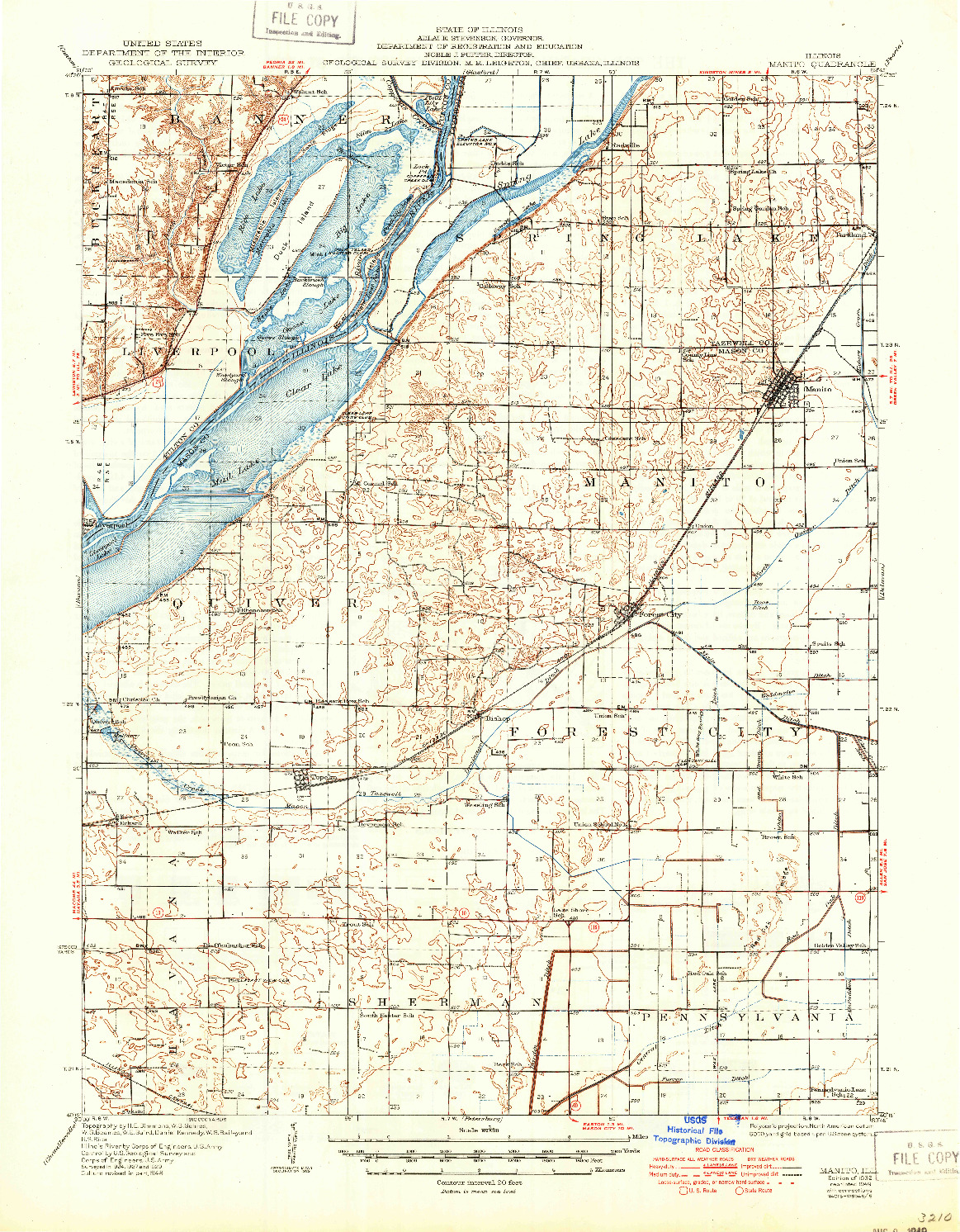 USGS 1:62500-SCALE QUADRANGLE FOR MANITO, IL 1932