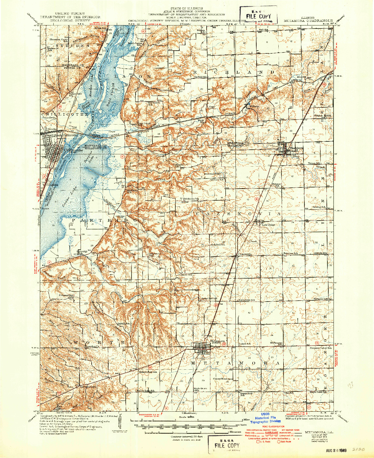 USGS 1:62500-SCALE QUADRANGLE FOR METAMORA, IL 1937