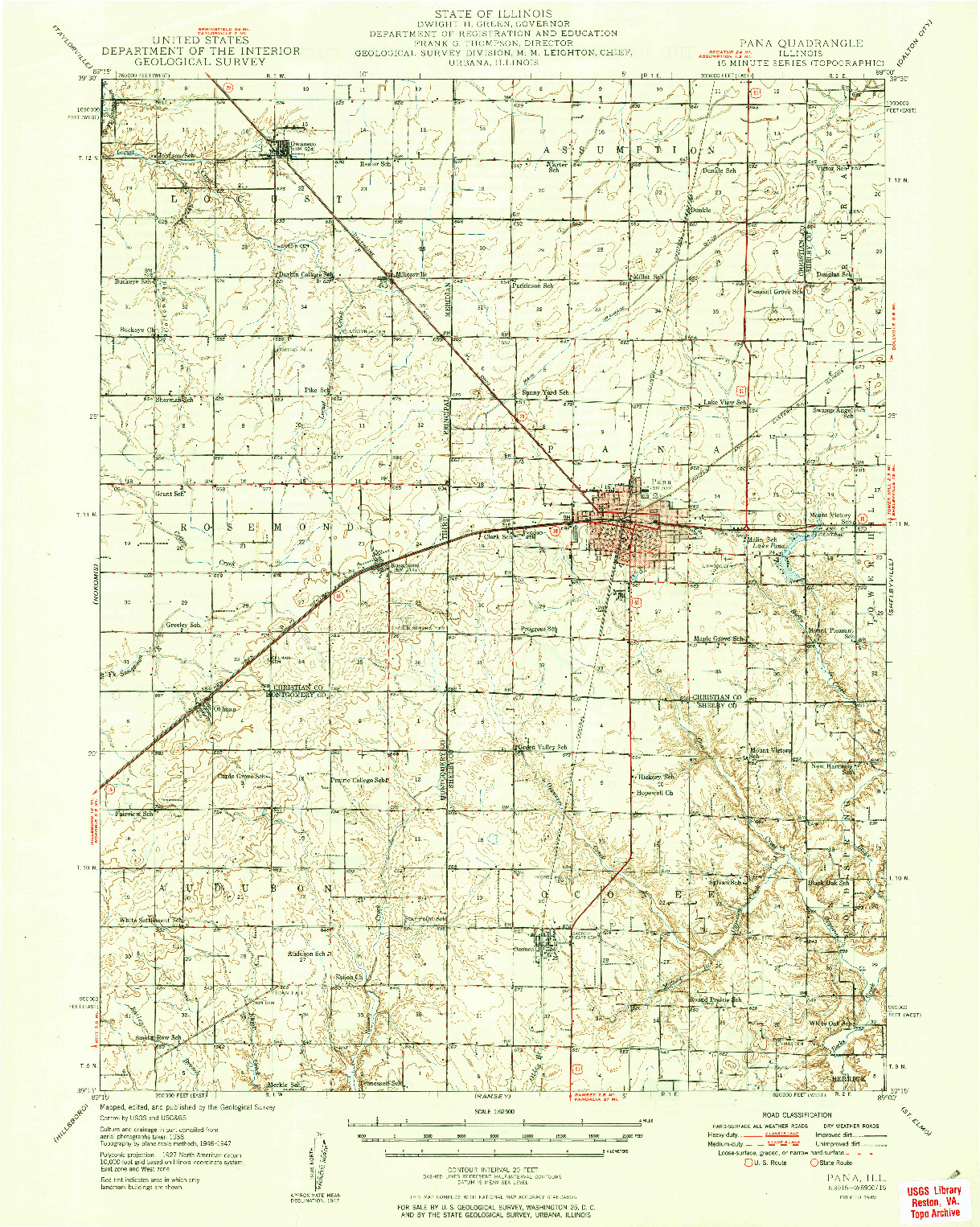 USGS 1:62500-SCALE QUADRANGLE FOR PANA, IL 1949