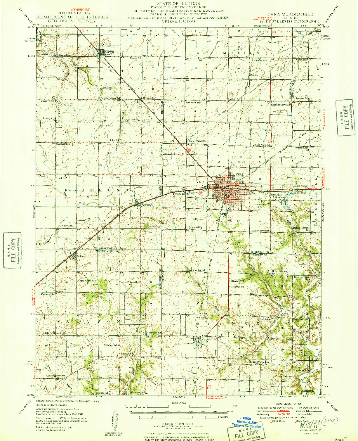 USGS 1:62500-SCALE QUADRANGLE FOR PANA, IL 1949