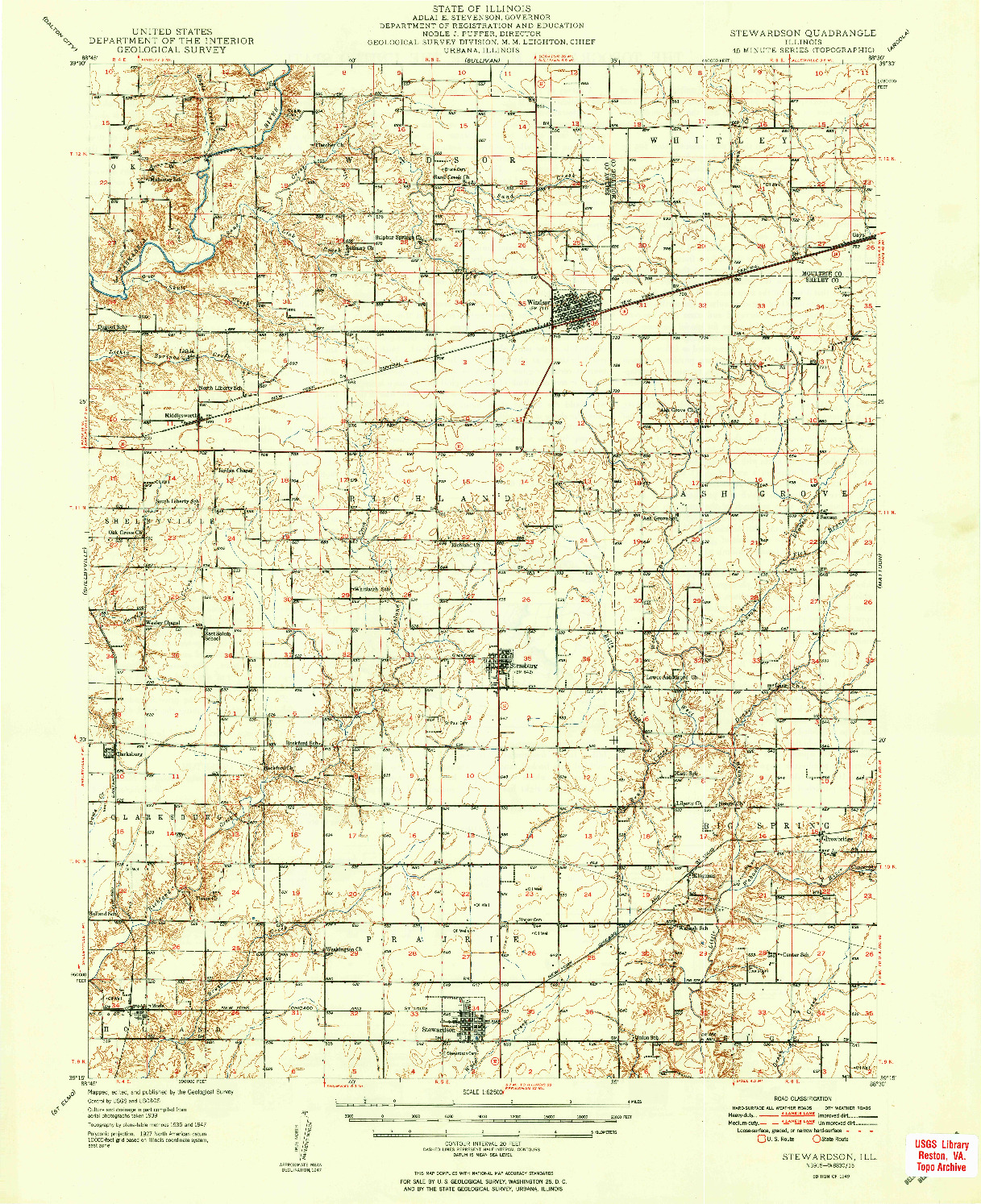 USGS 1:62500-SCALE QUADRANGLE FOR STEWARDSON, IL 1949