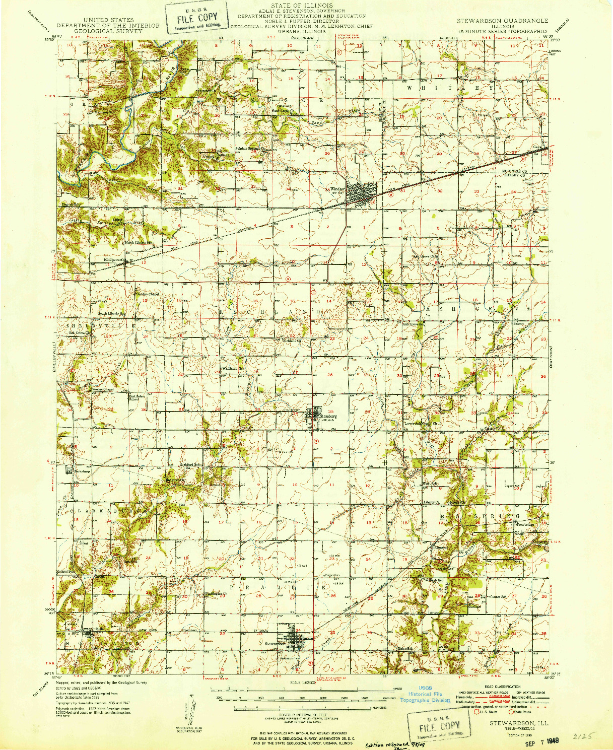 USGS 1:62500-SCALE QUADRANGLE FOR STEWARDSON, IL 1949