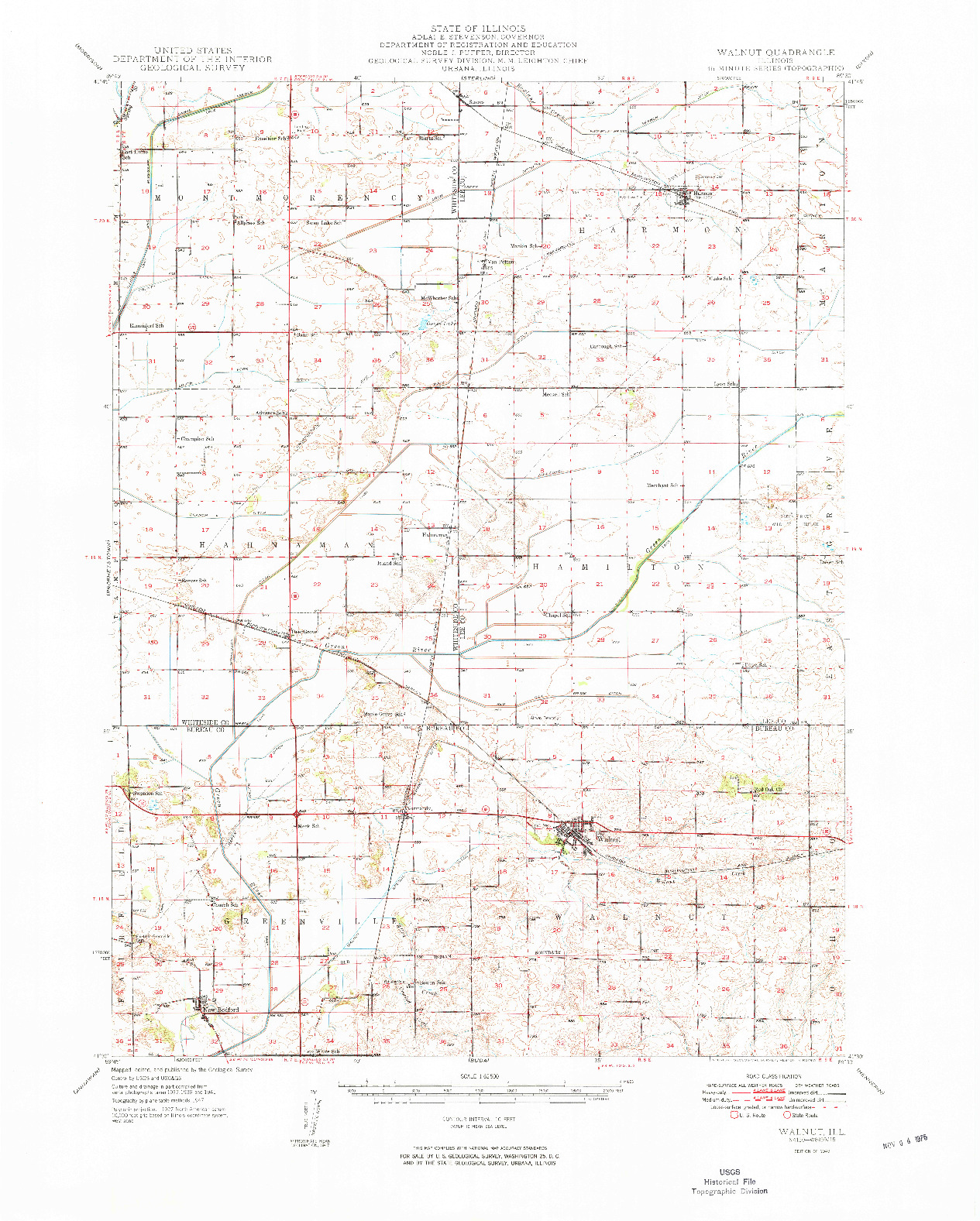 USGS 1:62500-SCALE QUADRANGLE FOR WALNUT, IL 1949