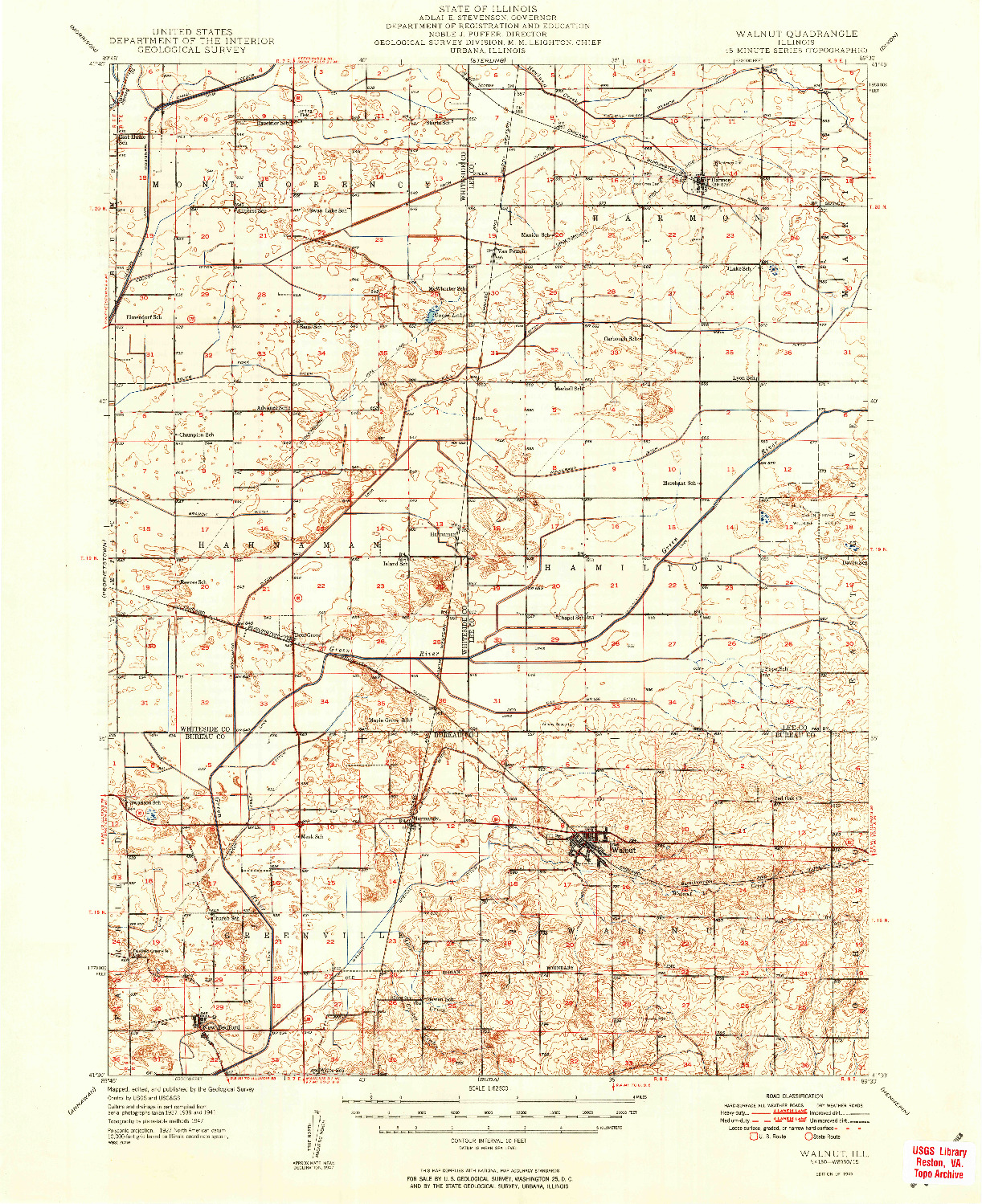 USGS 1:62500-SCALE QUADRANGLE FOR WALNUT, IL 1949
