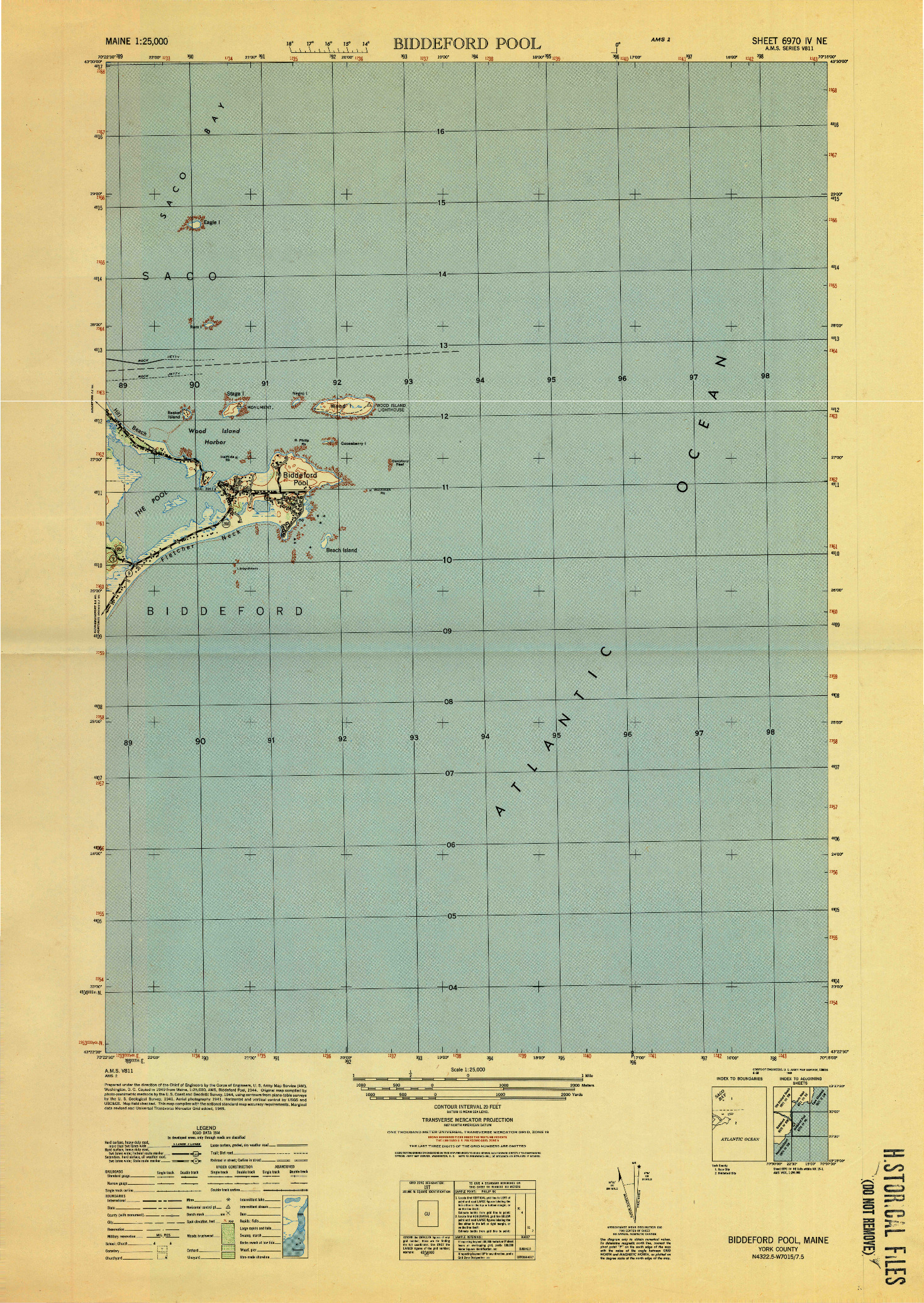 USGS 1:25000-SCALE QUADRANGLE FOR BIDDEFORD POOL, ME 1949