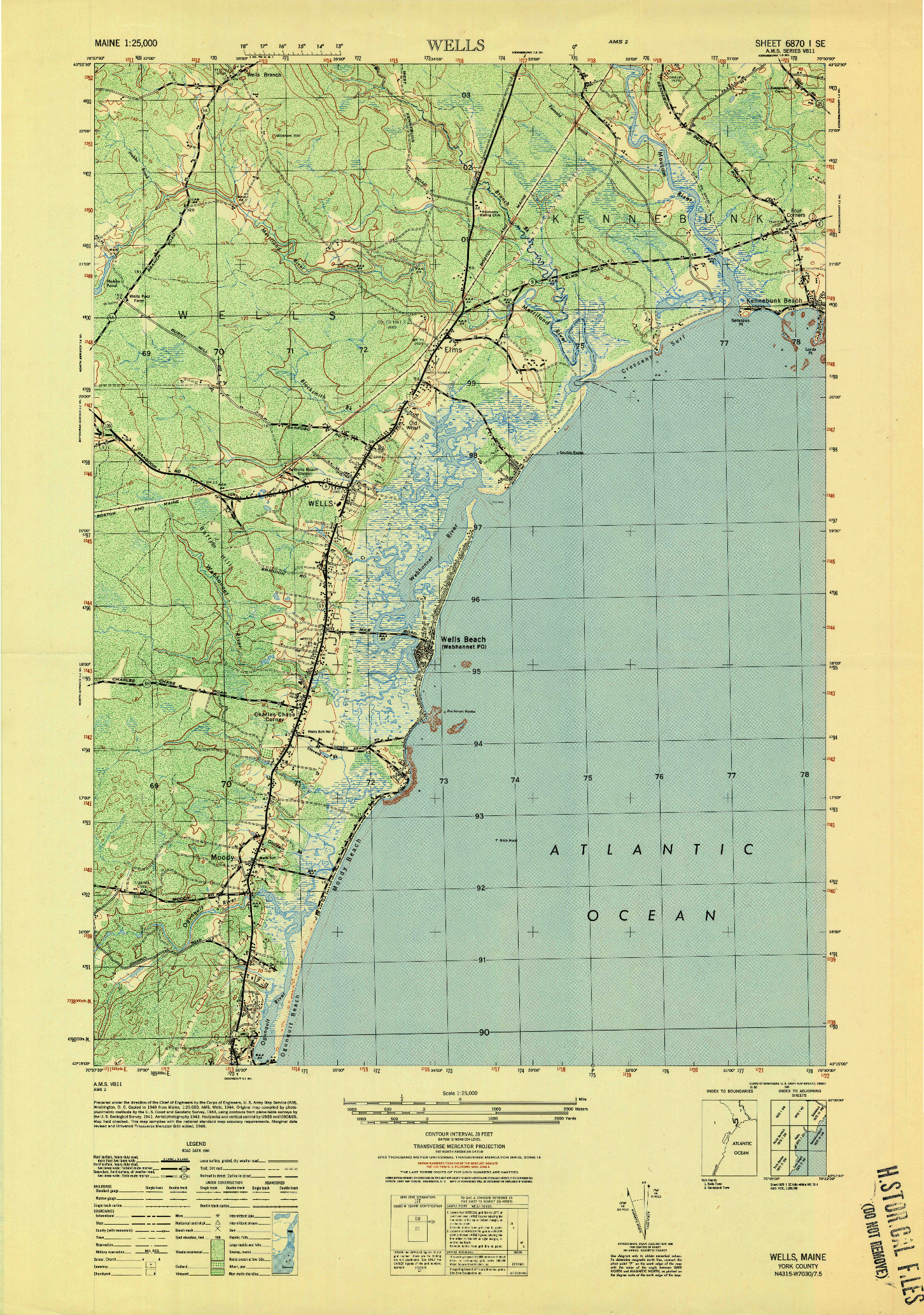USGS 1:25000-SCALE QUADRANGLE FOR WELLS, ME 1949