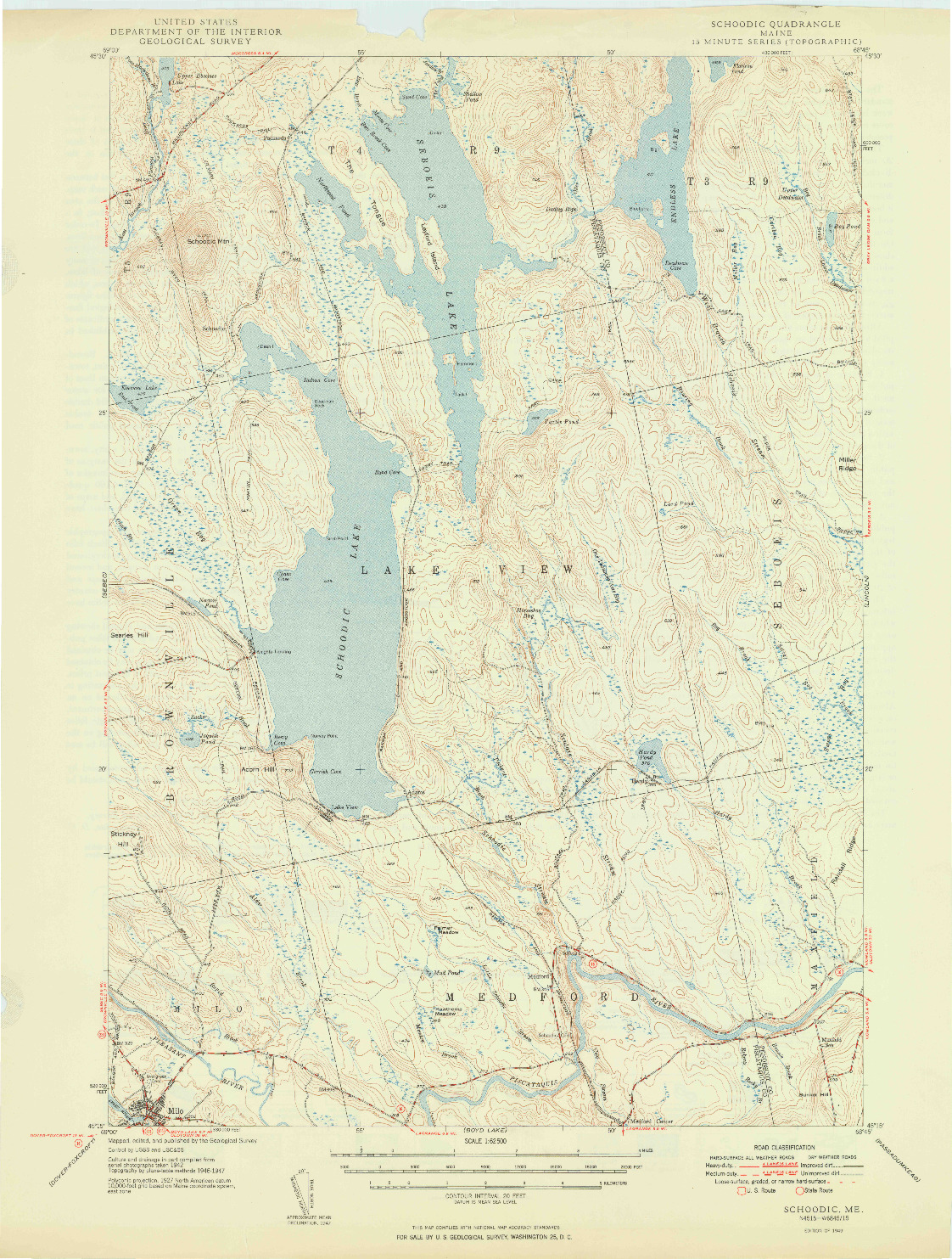 USGS 1:62500-SCALE QUADRANGLE FOR SCHOODIC, ME 1949