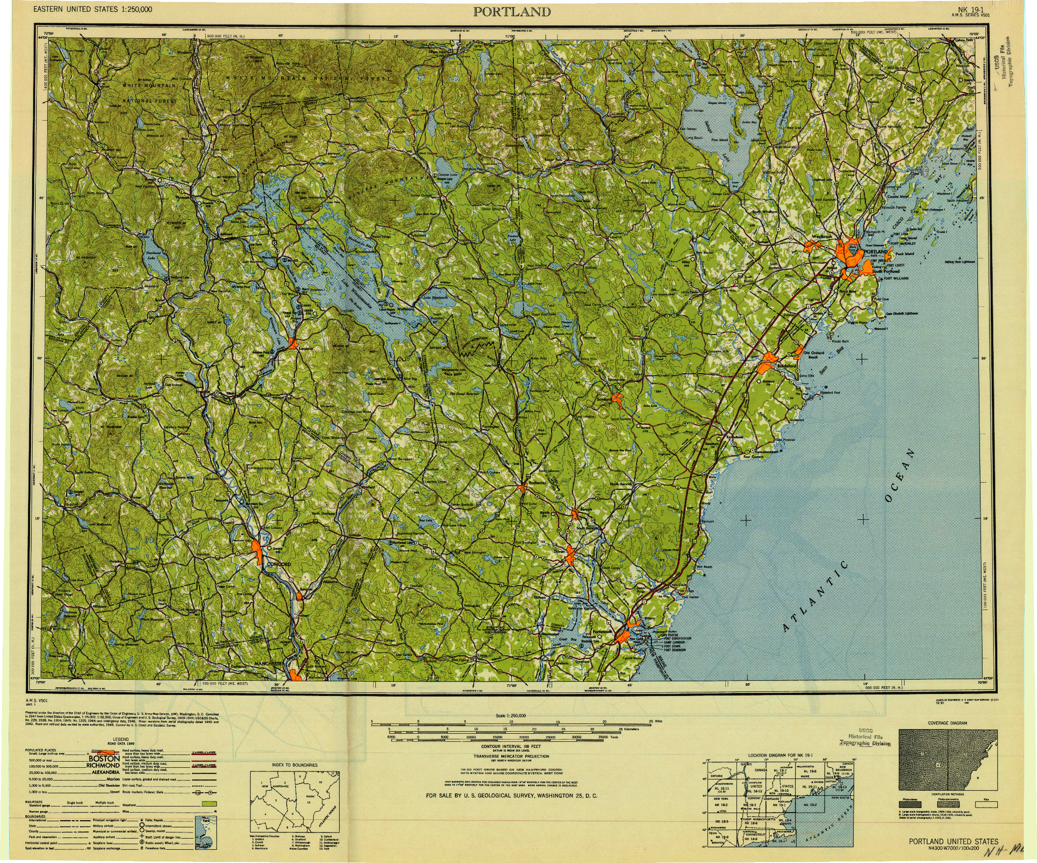 USGS 1:250000-SCALE QUADRANGLE FOR PORTLAND, ME 1949