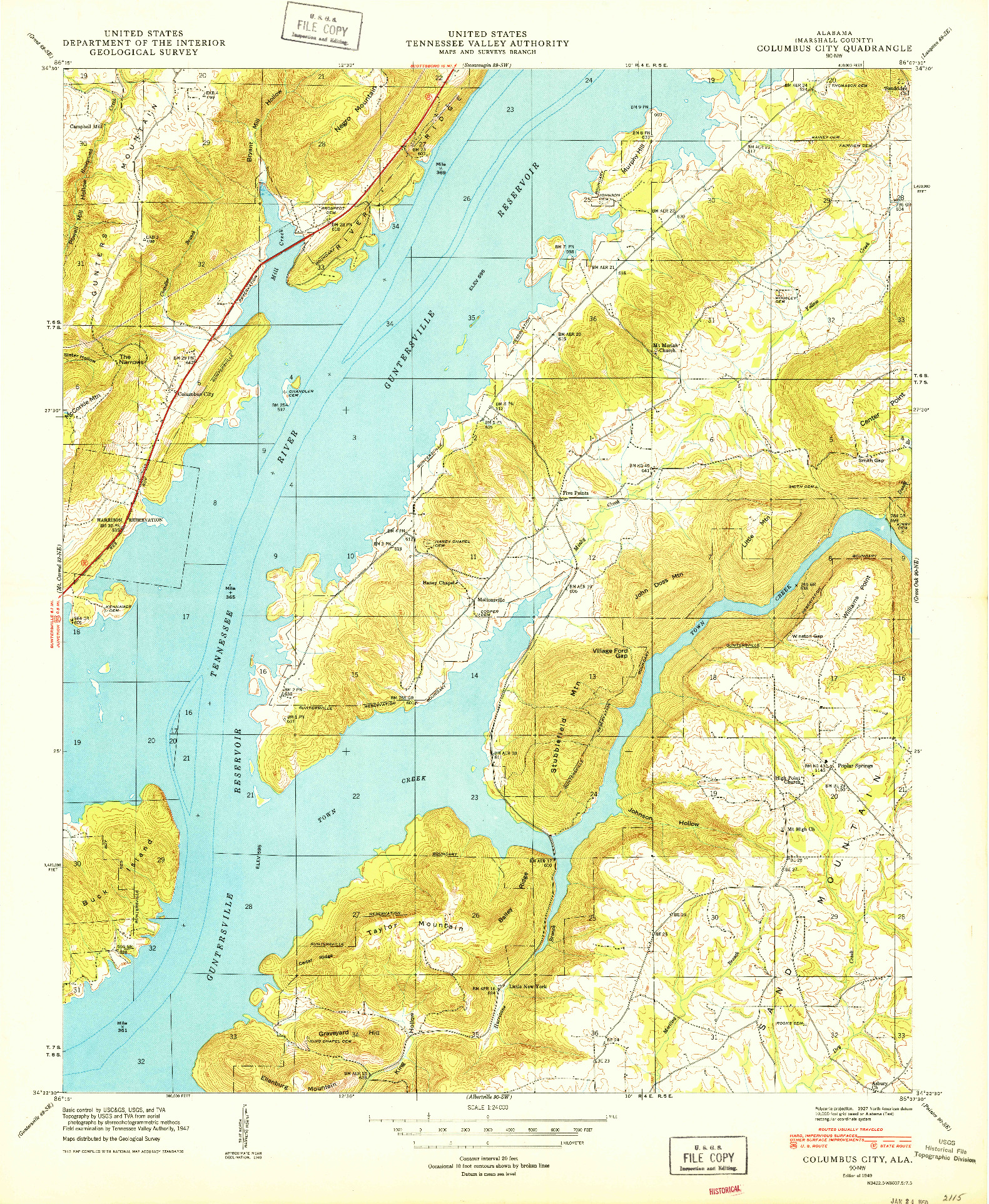 USGS 1:24000-SCALE QUADRANGLE FOR COLUMBUS CITY, AL 1949