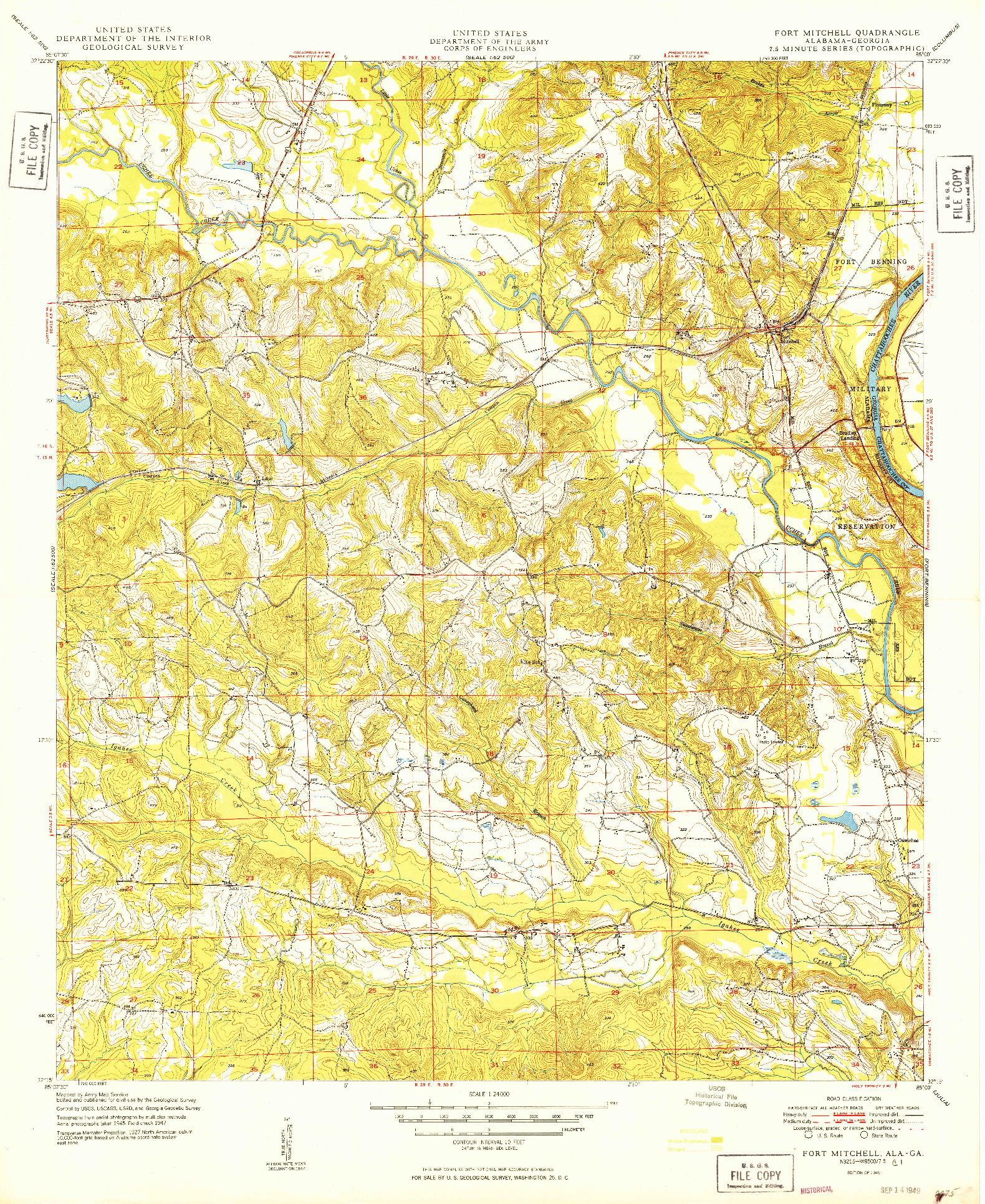 USGS 1:24000-SCALE QUADRANGLE FOR FORT MITCHELL, AL 1949