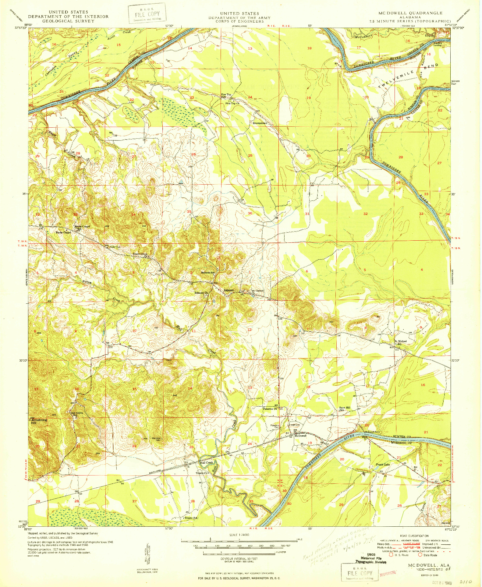 USGS 1:24000-SCALE QUADRANGLE FOR MC DOWELL, AL 1949