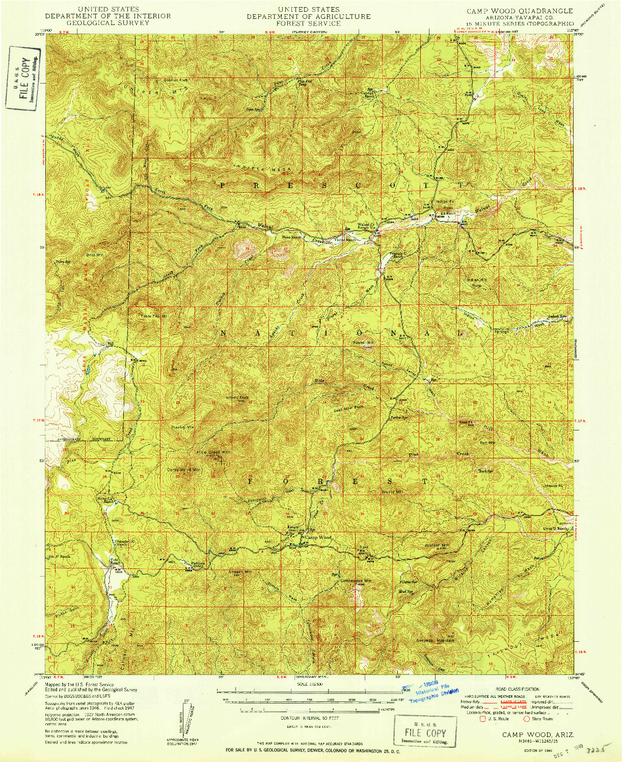 USGS 1:62500-SCALE QUADRANGLE FOR CAMP WOOD, AZ 1949