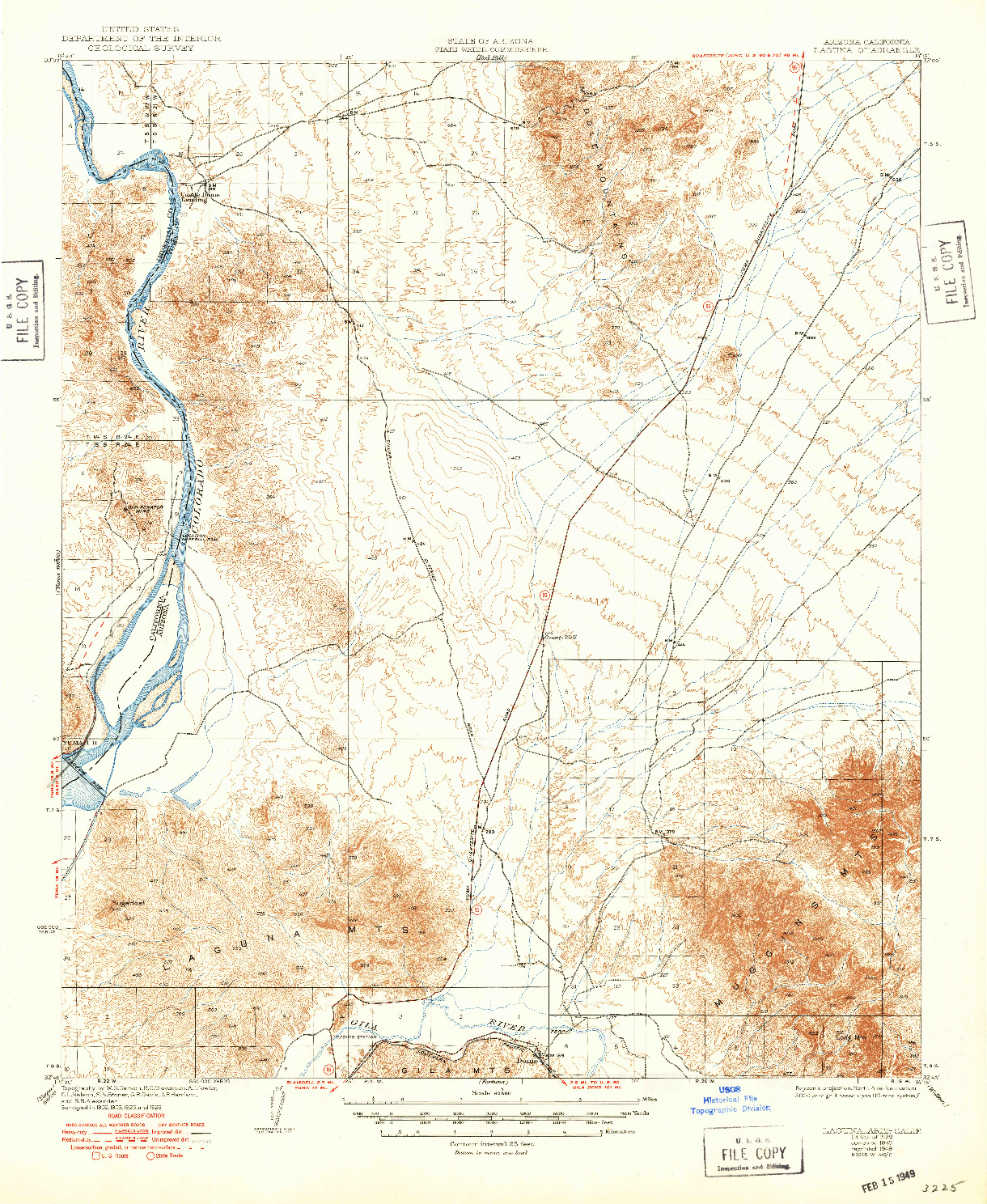 USGS 1:62500-SCALE QUADRANGLE FOR LAGUNA, AZ 1929