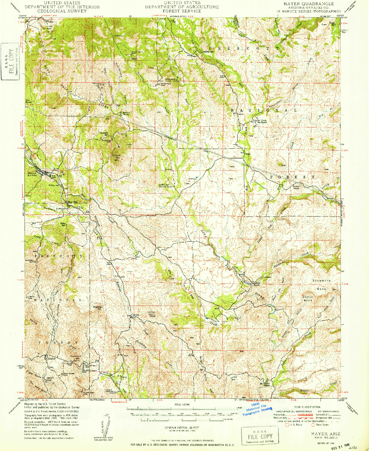 USGS 1:62500-SCALE QUADRANGLE FOR MAYER, AZ 1949
