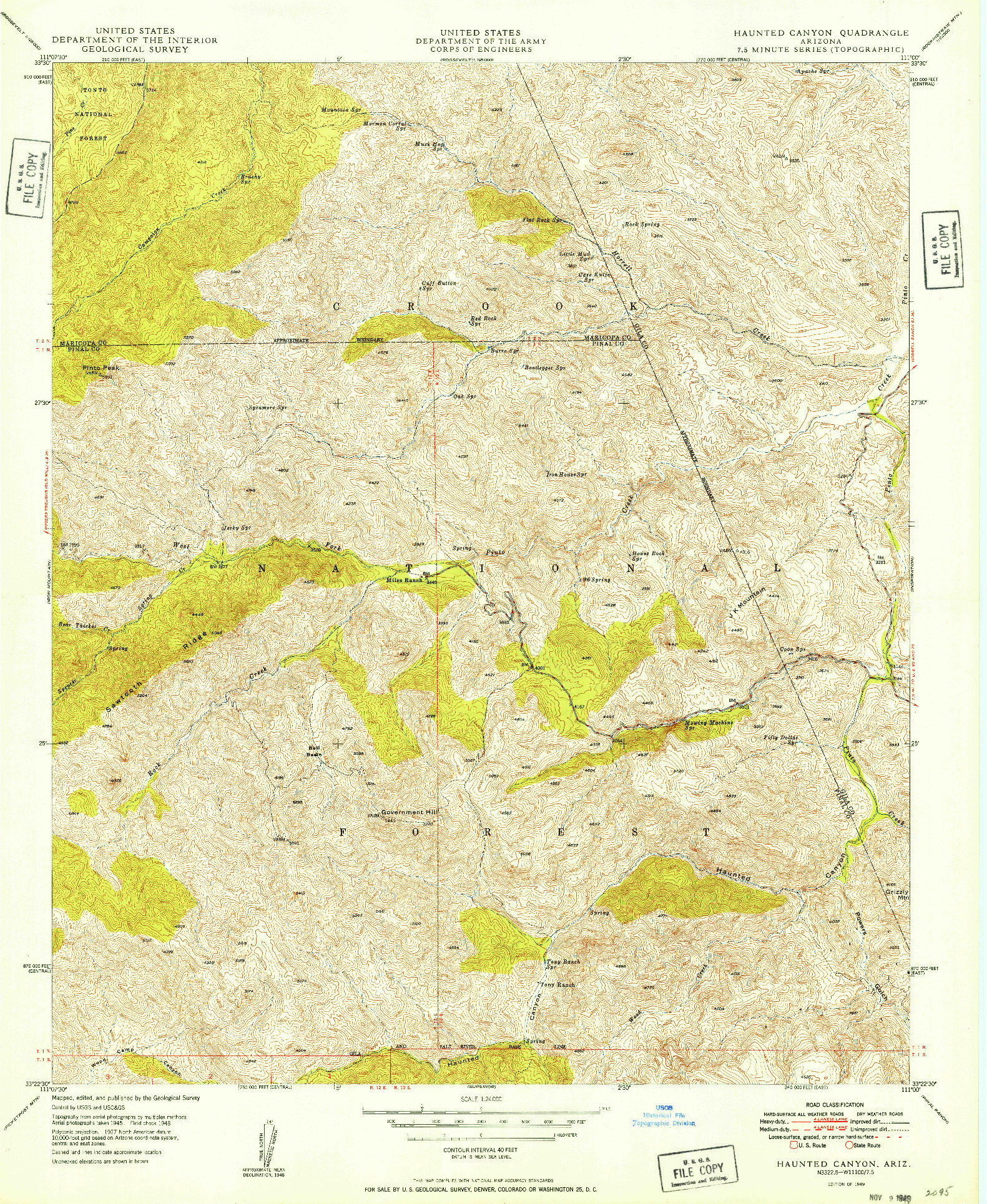 USGS 1:24000-SCALE QUADRANGLE FOR HAUNTED CANYON, AZ 1949