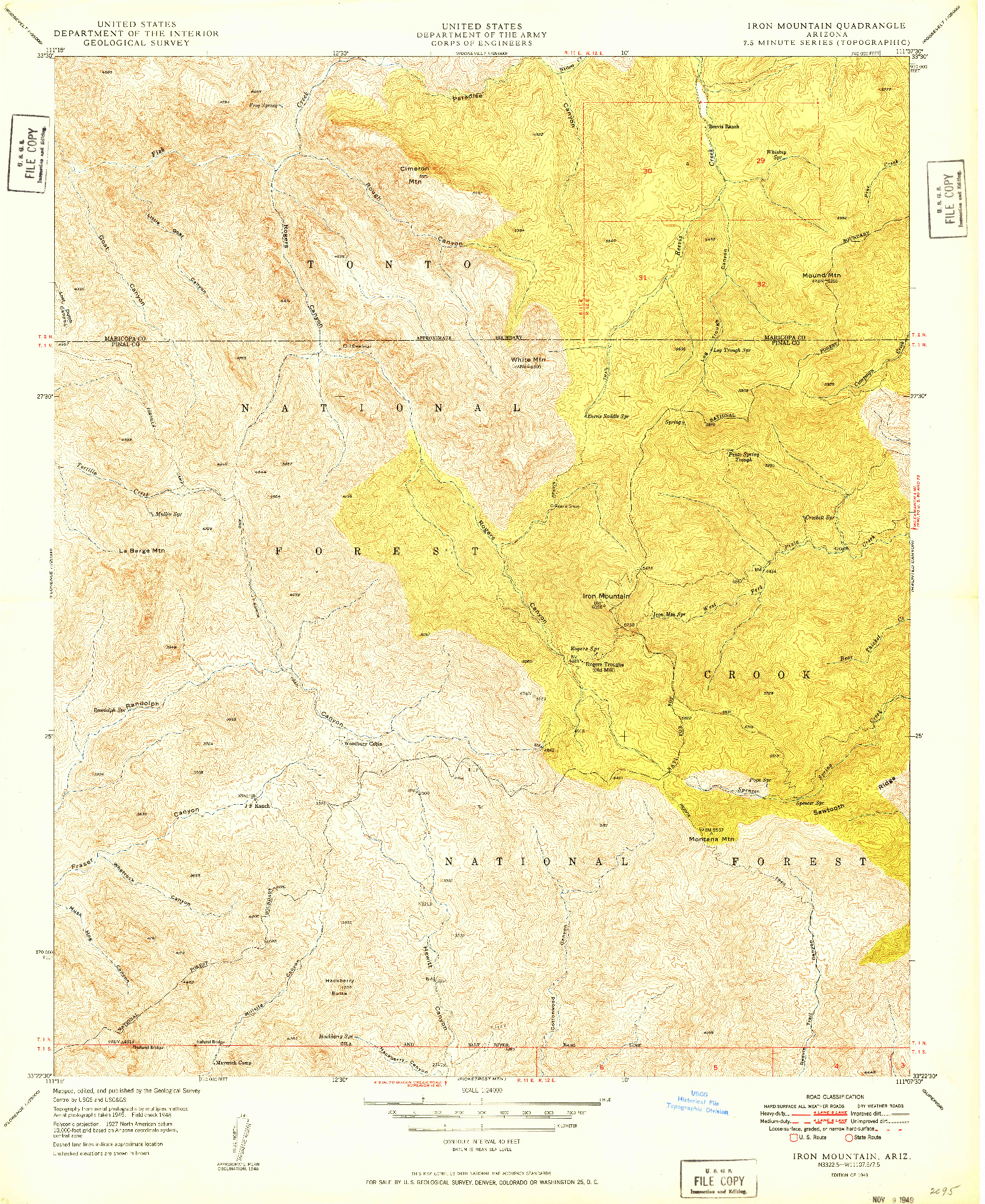 USGS 1:24000-SCALE QUADRANGLE FOR IRON MOUNTAIN, AZ 1949