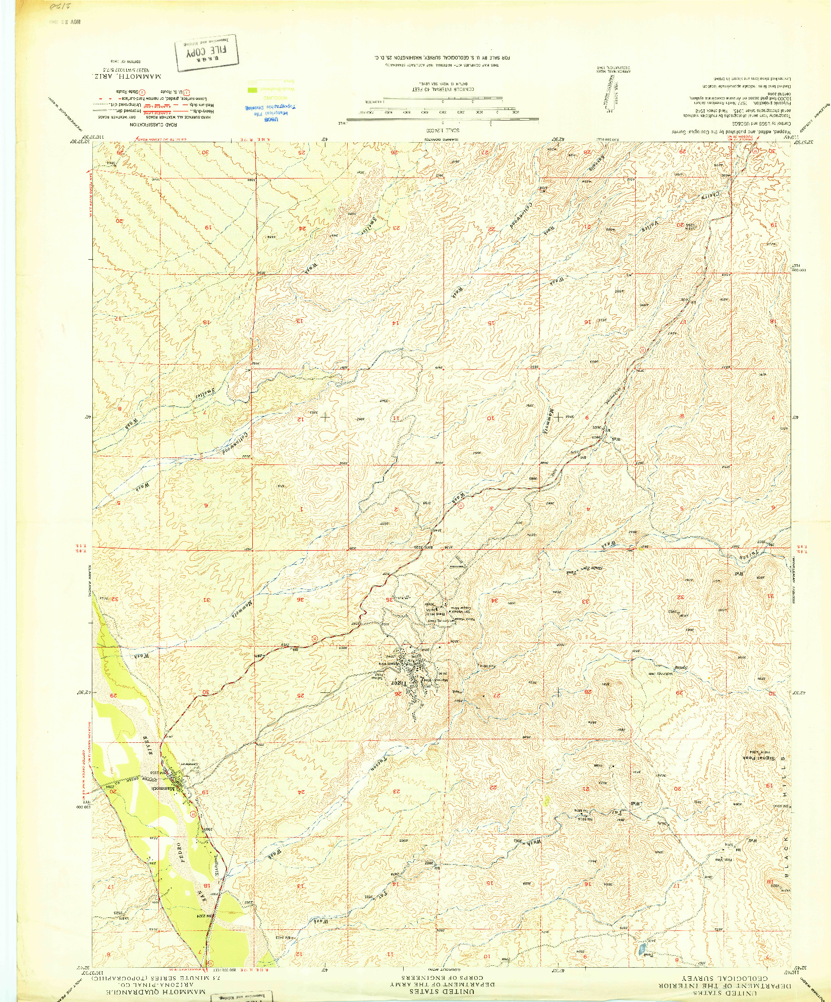 USGS 1:24000-SCALE QUADRANGLE FOR MAMMOTH, AZ 1949