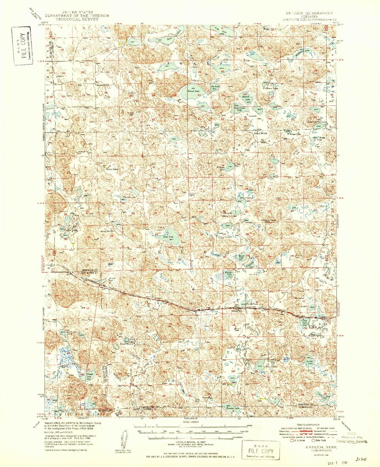 USGS 1:62500-SCALE QUADRANGLE FOR ANTIOCH, NE 1949