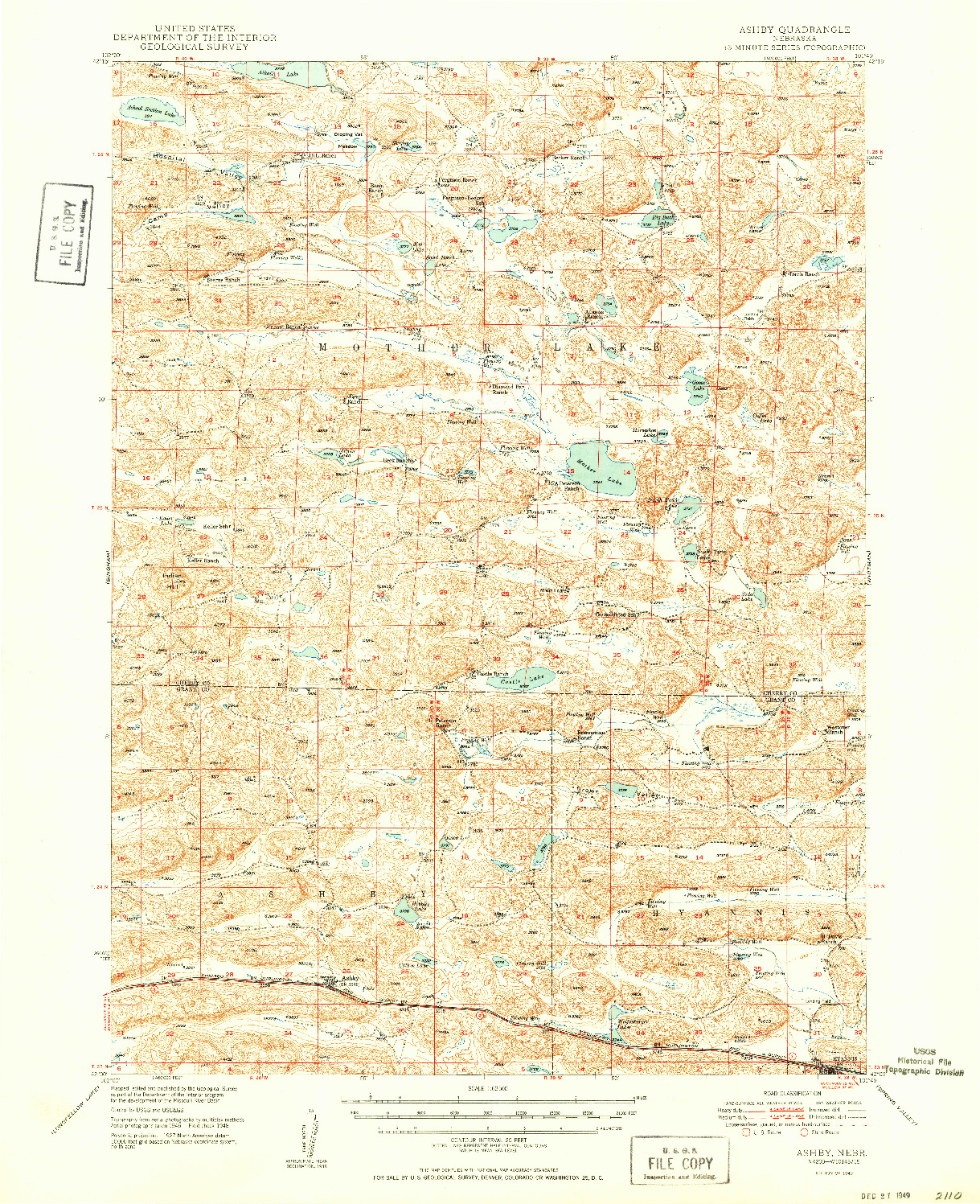 USGS 1:62500-SCALE QUADRANGLE FOR ASHBY, NE 1949
