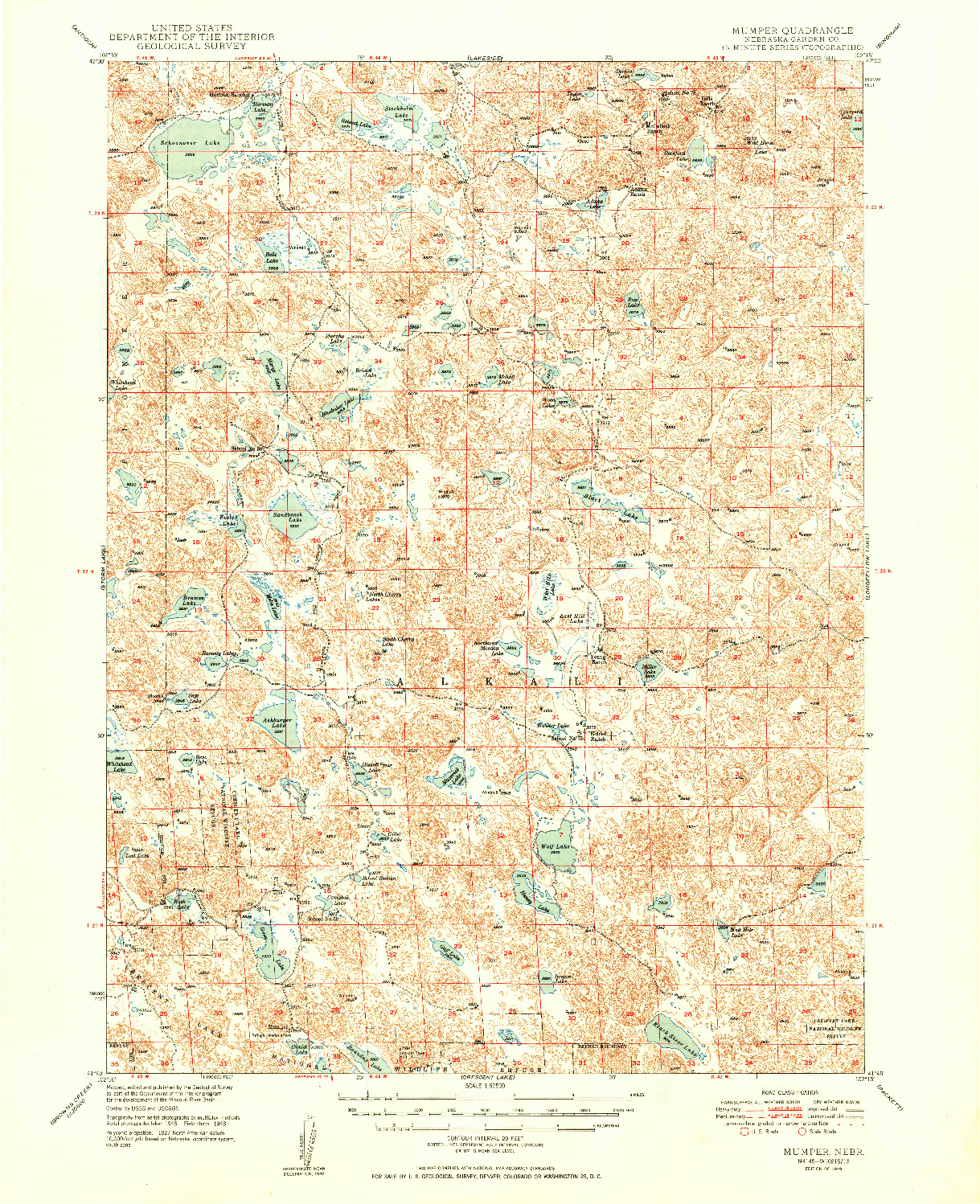 USGS 1:62500-SCALE QUADRANGLE FOR MUMPER, NE 1949